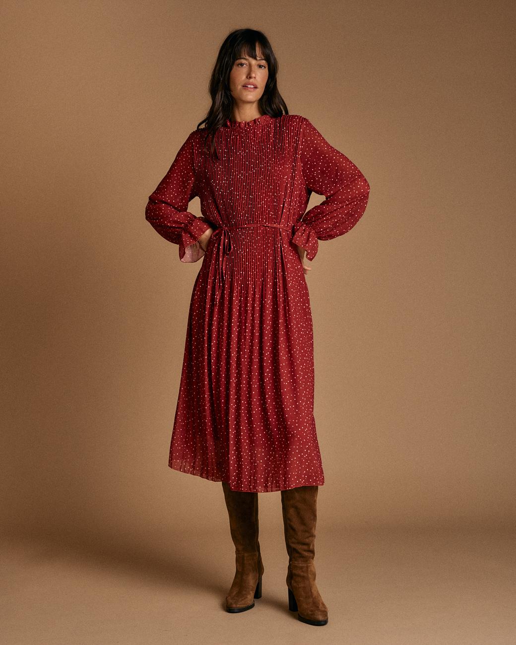 Vestido de Bolinhas Granate