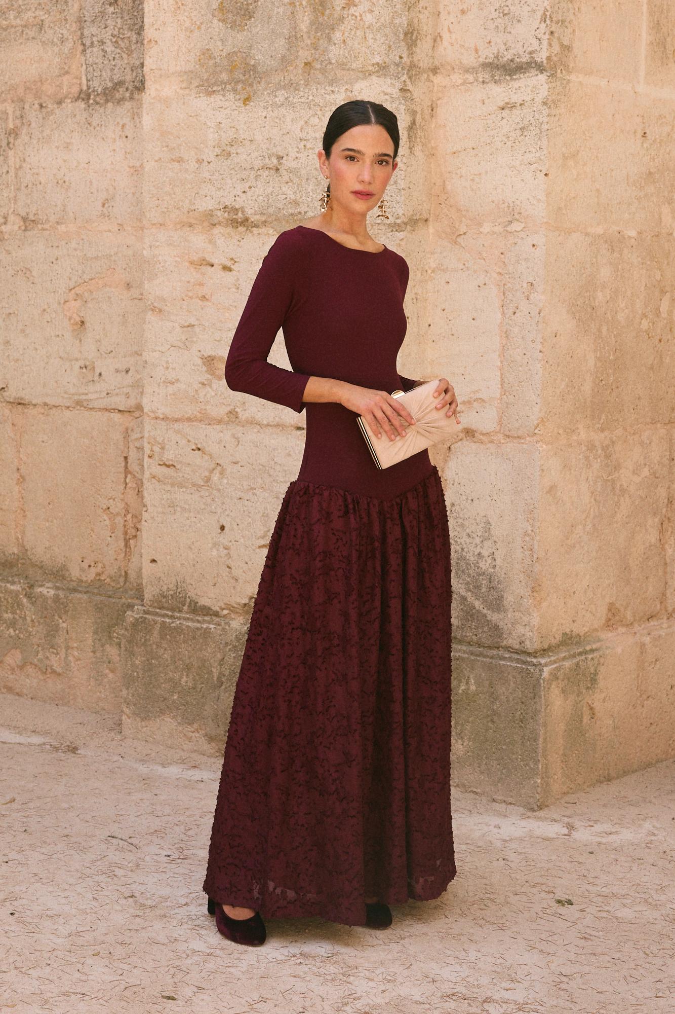 Vestido Convidada Grana