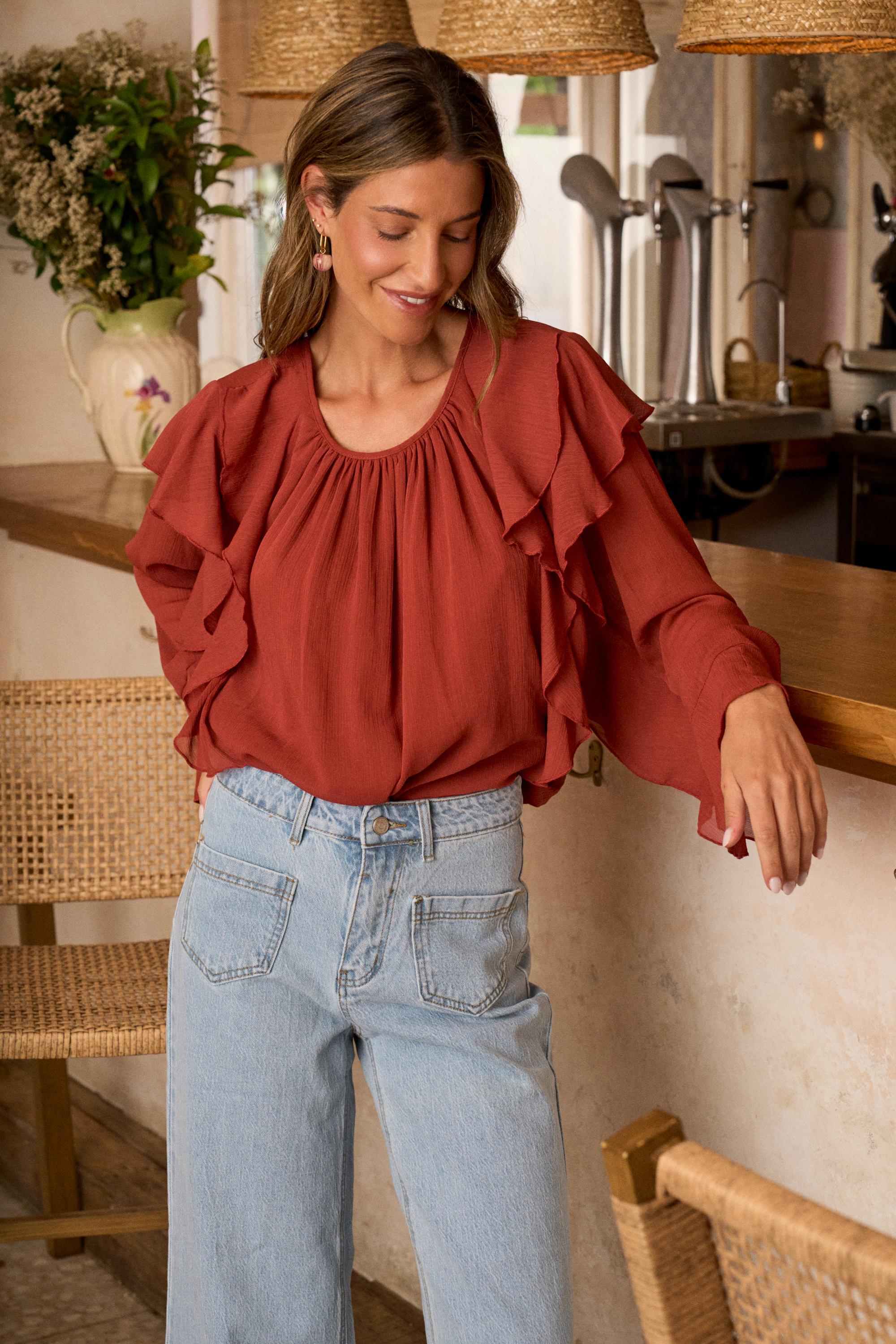Blusa com folhos Inaya