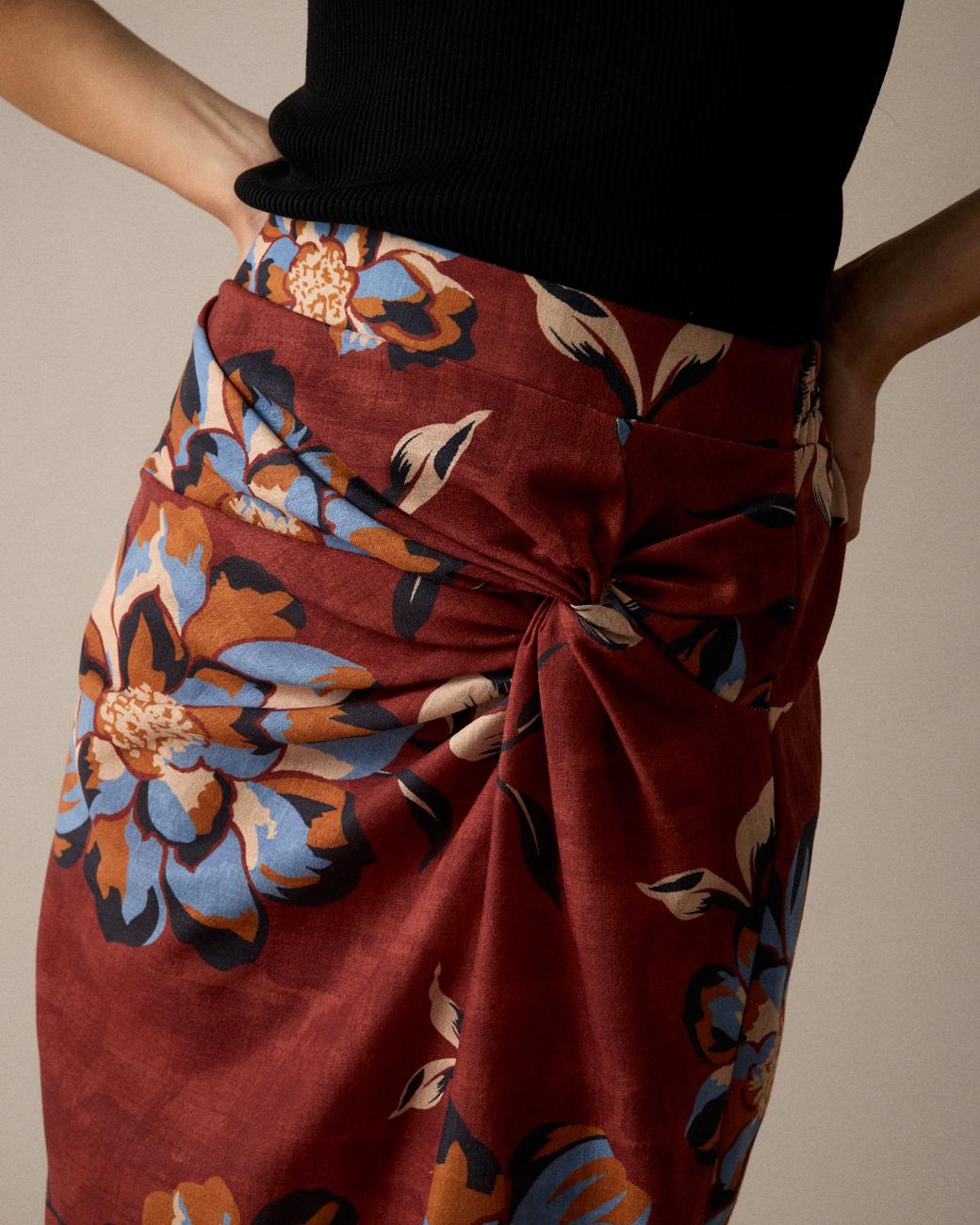 Saia Midi Estampada Zelia