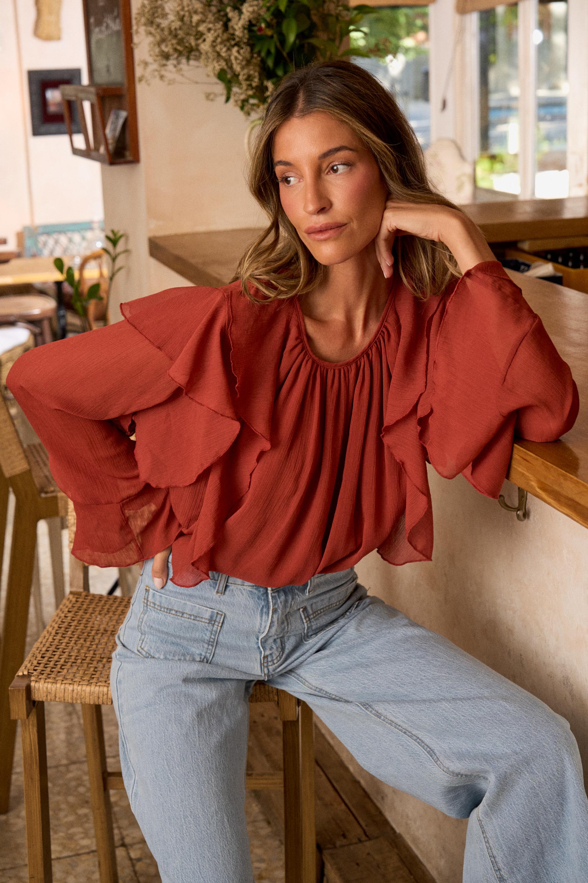 Blusa com folhos Inaya