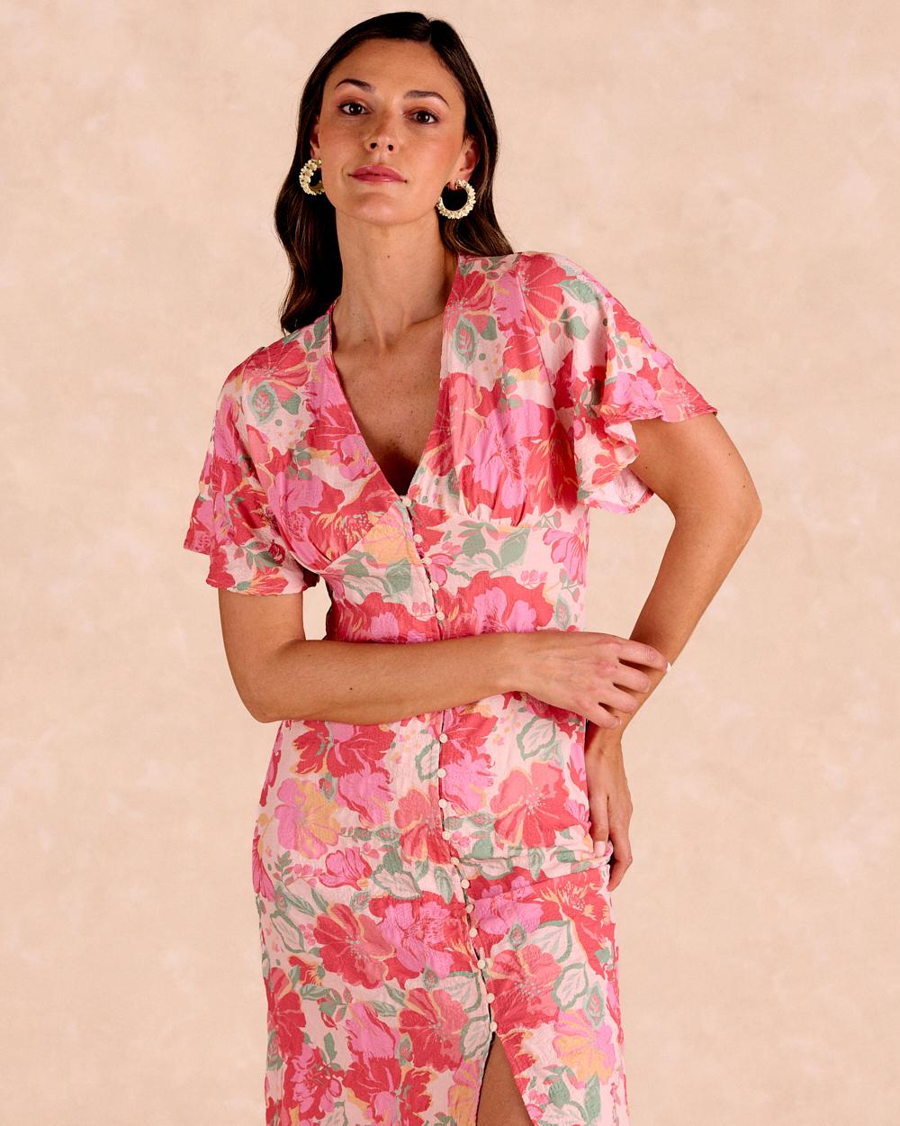 Vestido Longo de Flores Barina
