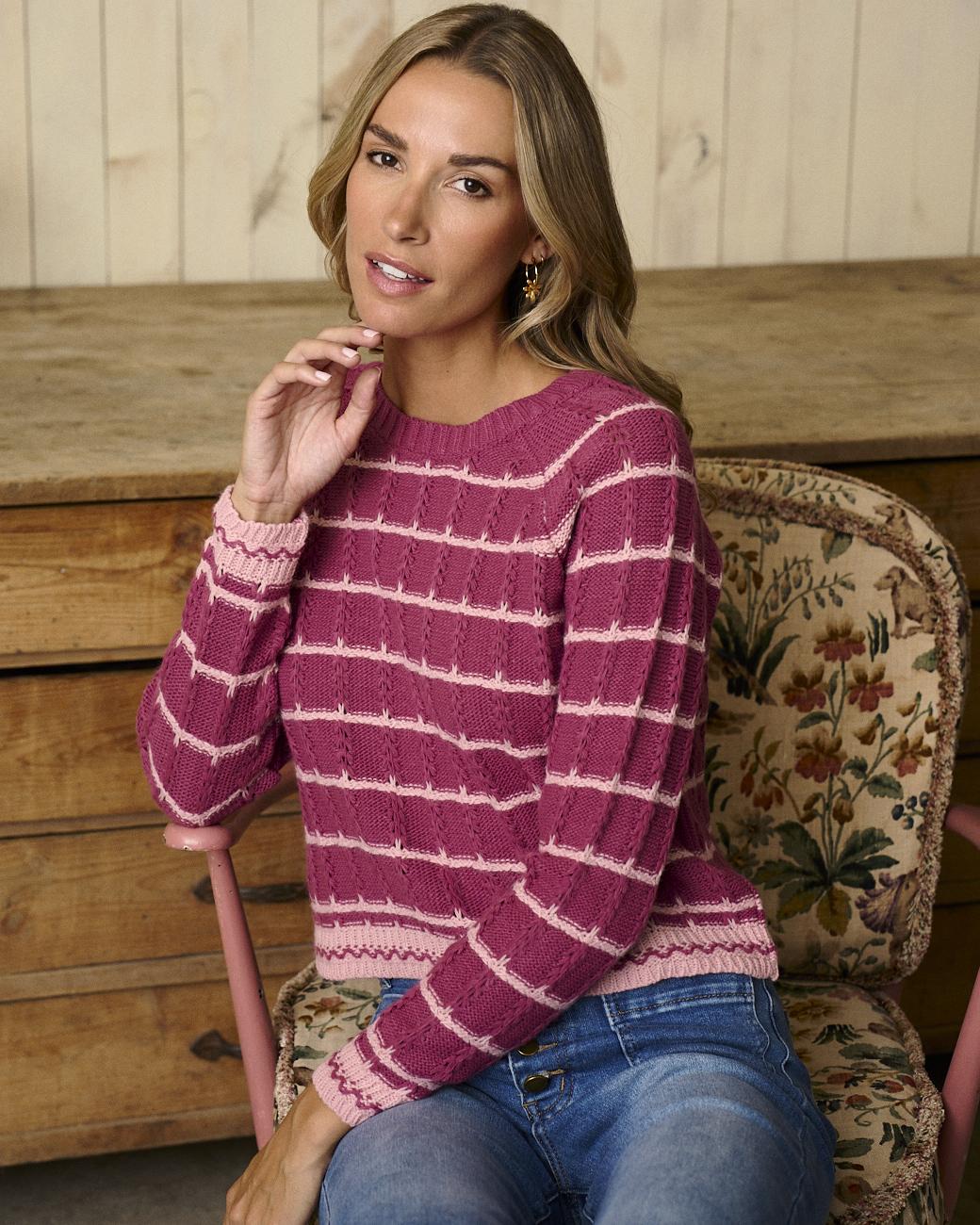 Camisola às Riscas Malva