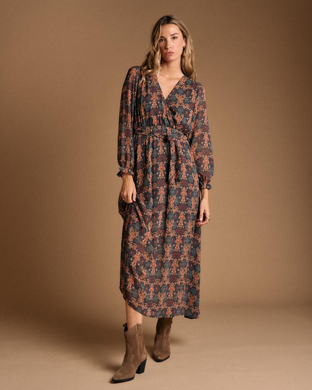 Vestido Longo Estampado Esmeralda