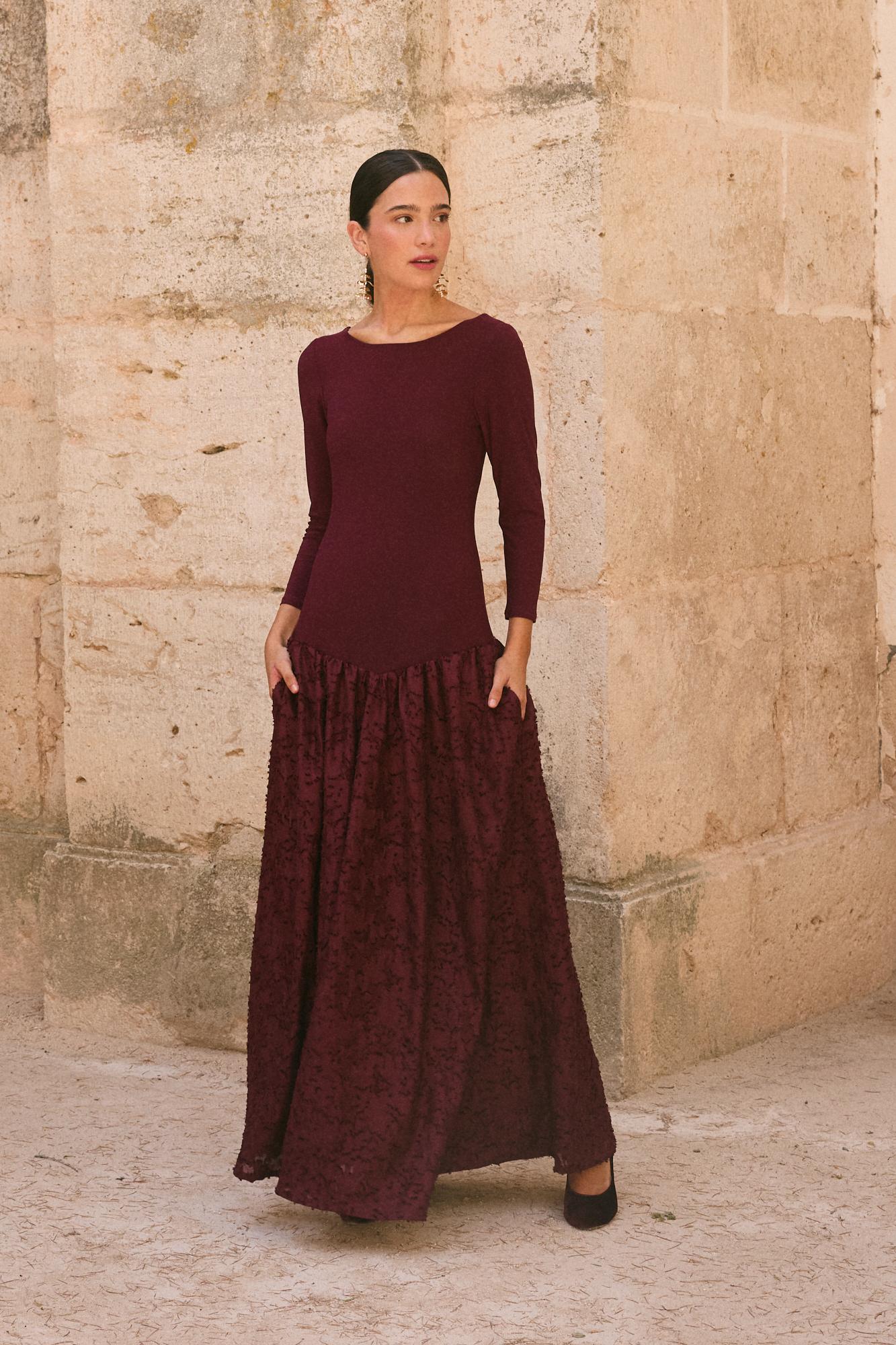 Vestido Convidada Grana