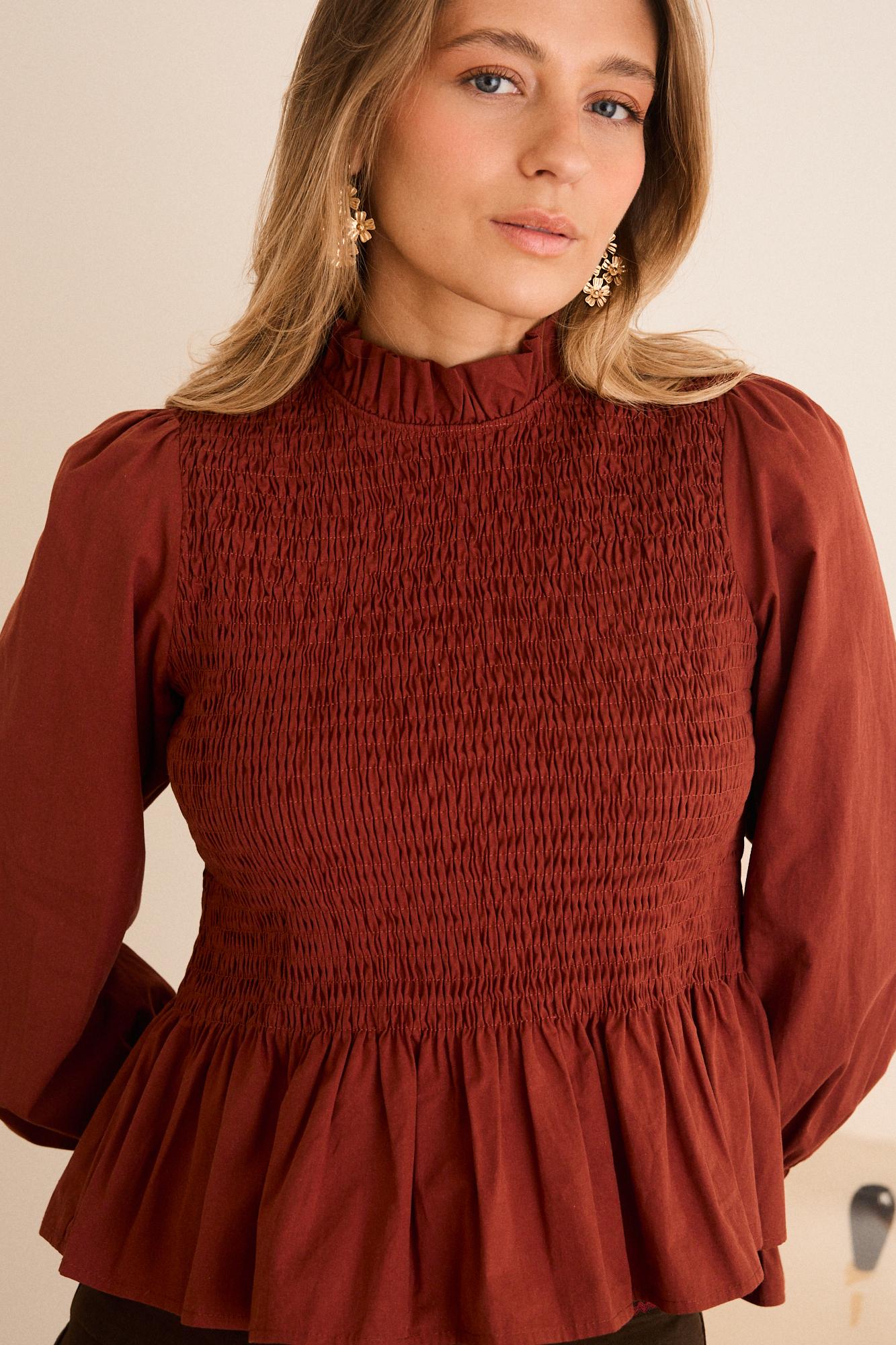 Blusa com padrão de favo de mel Rufina