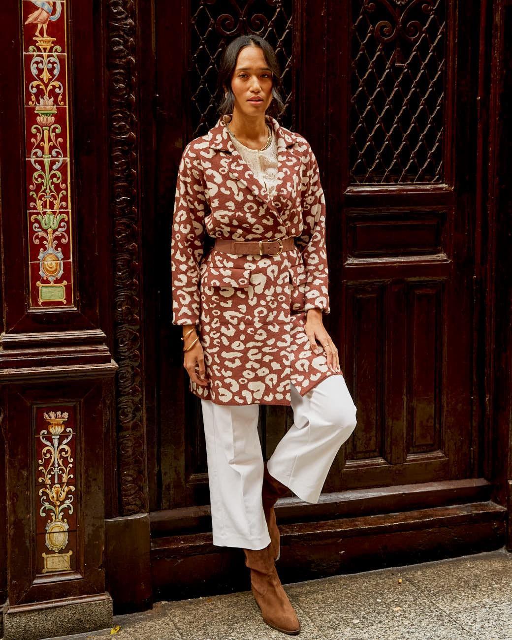 Casaco Animal Print Nere