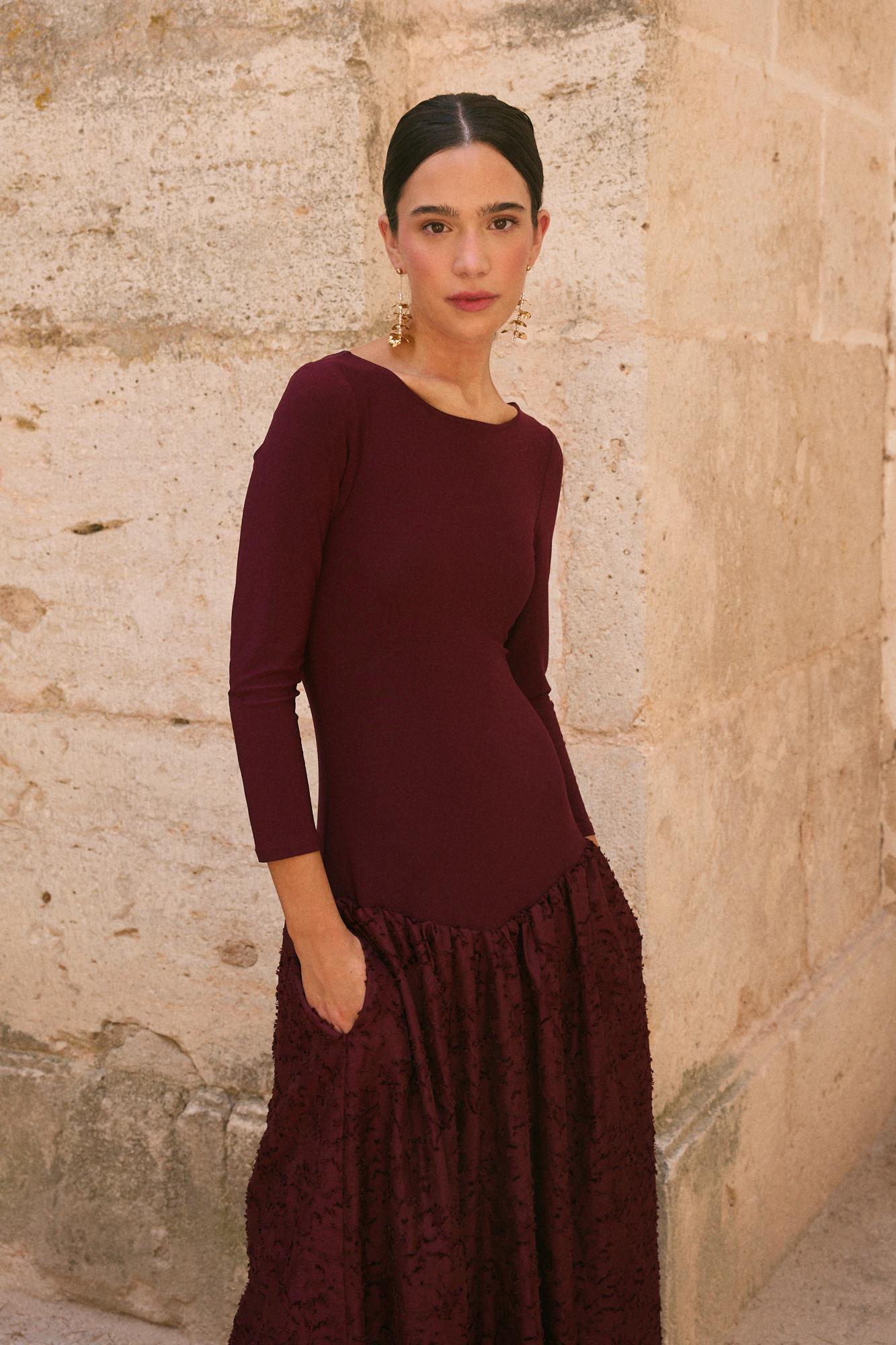 Vestido Convidada Grana