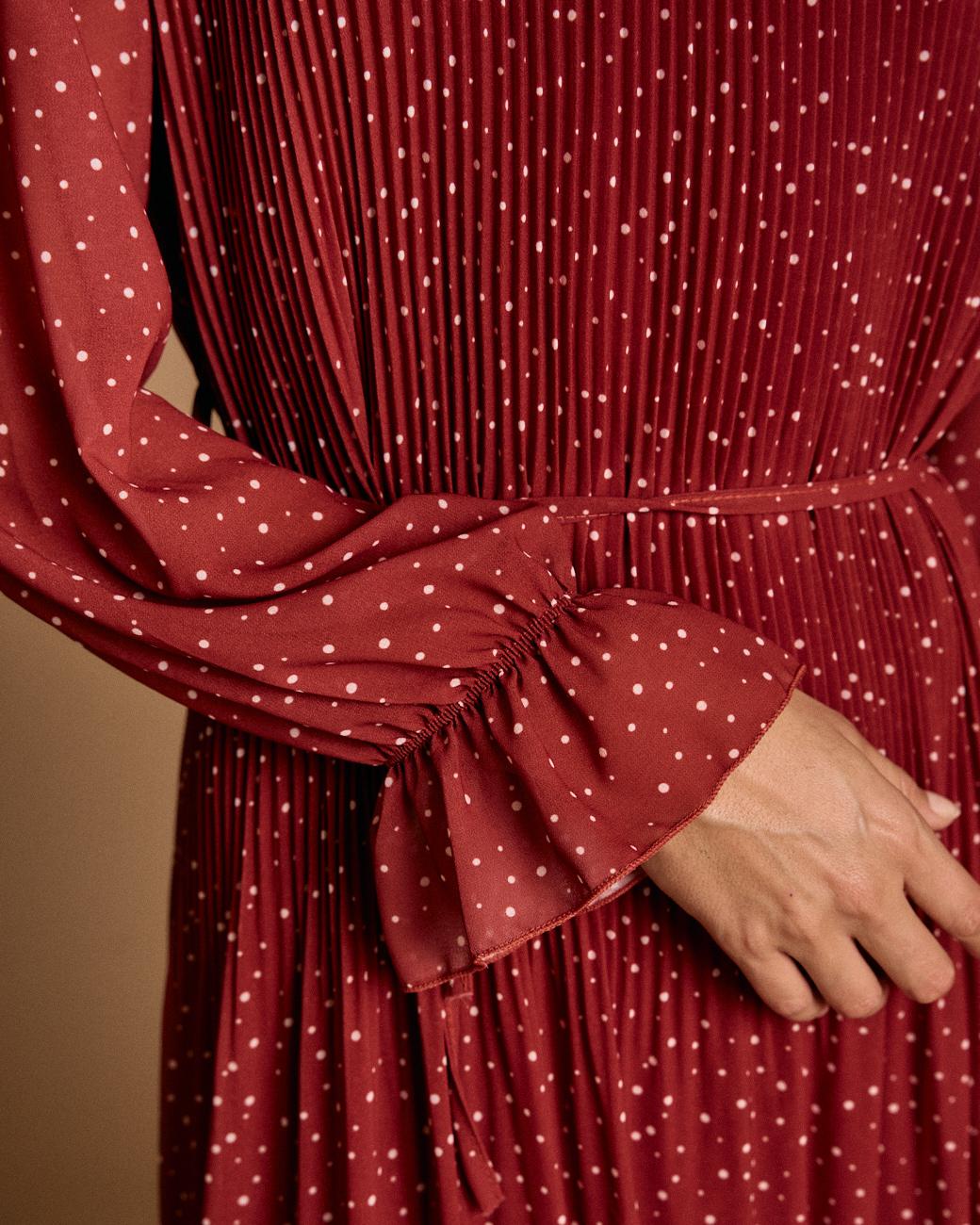 Vestido de Bolinhas Granate