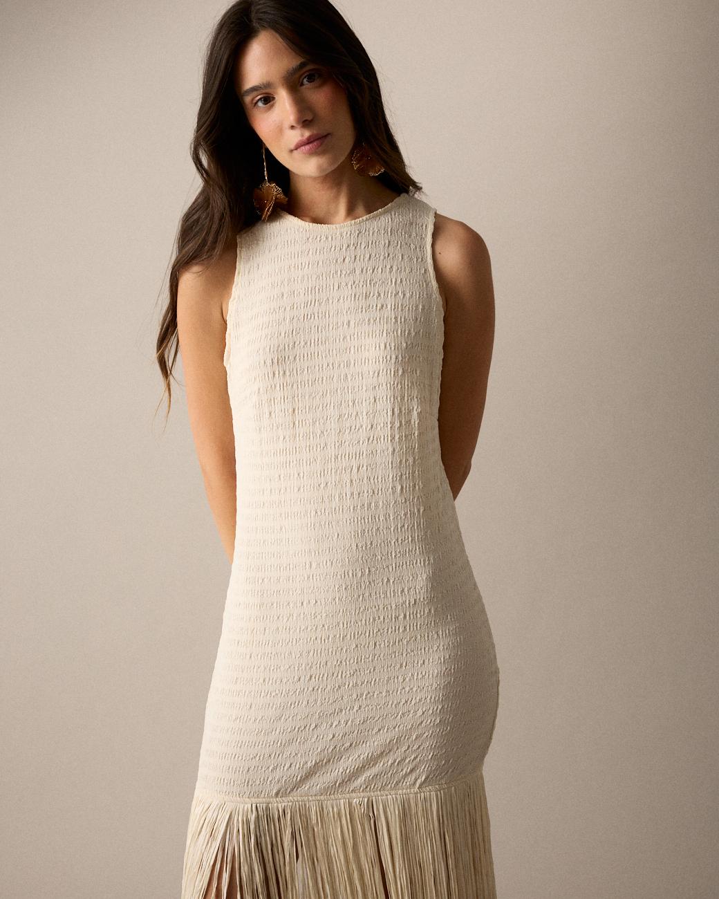 Vestido Longo Franjas Lira