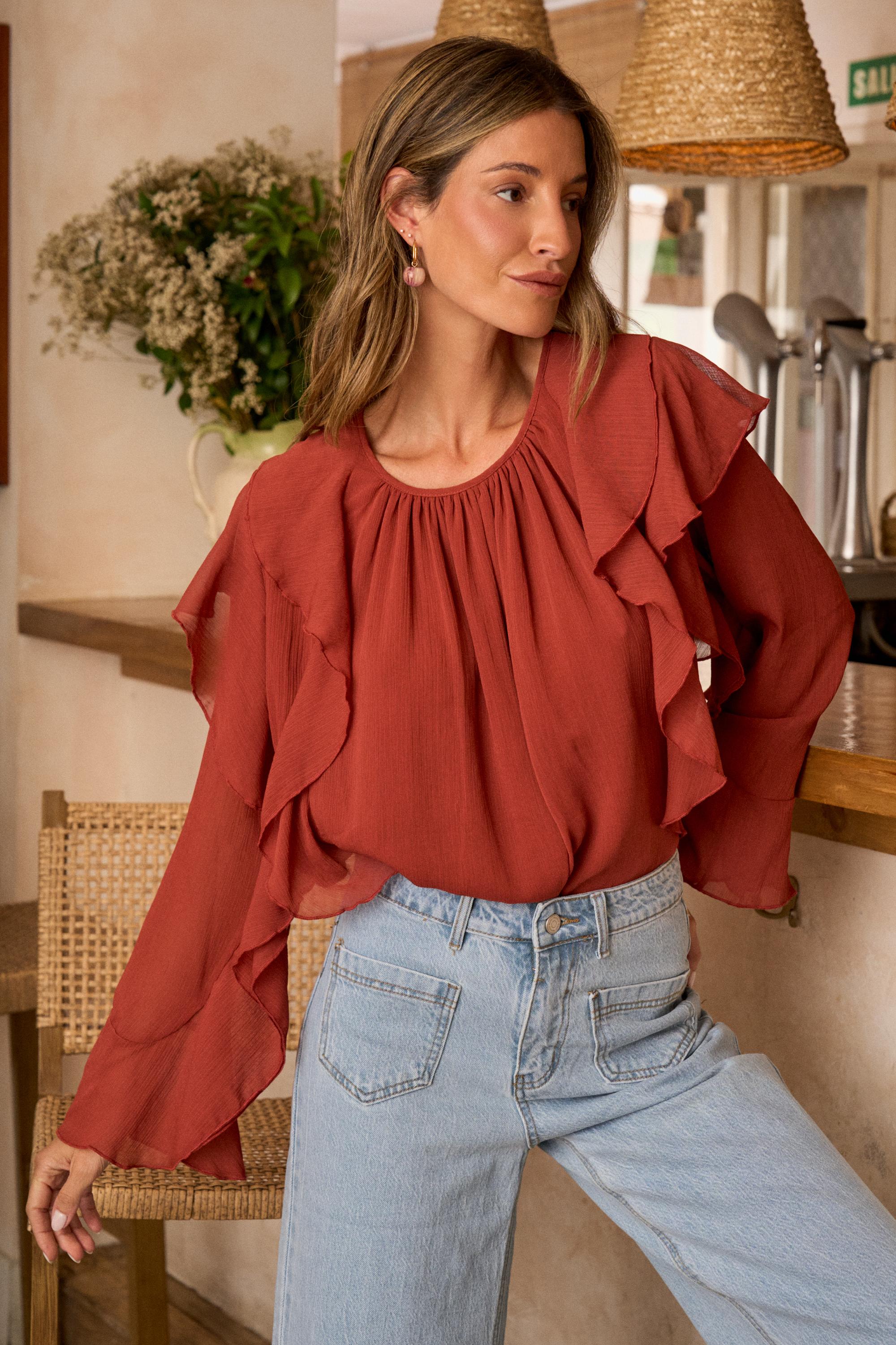 Blusa com folhos Inaya