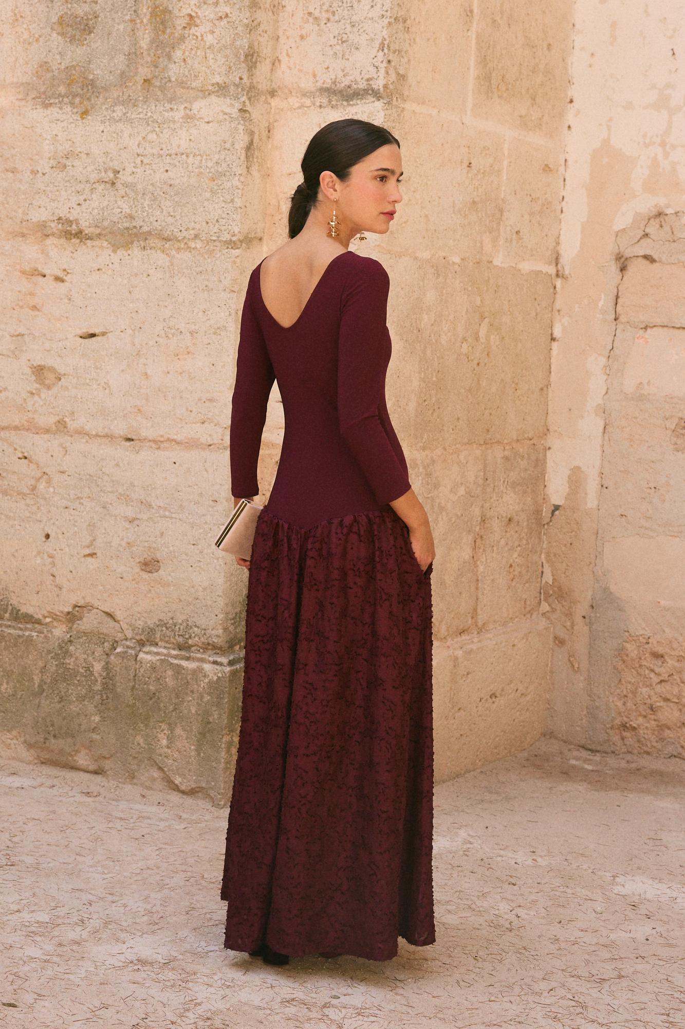 Vestido Convidada Grana