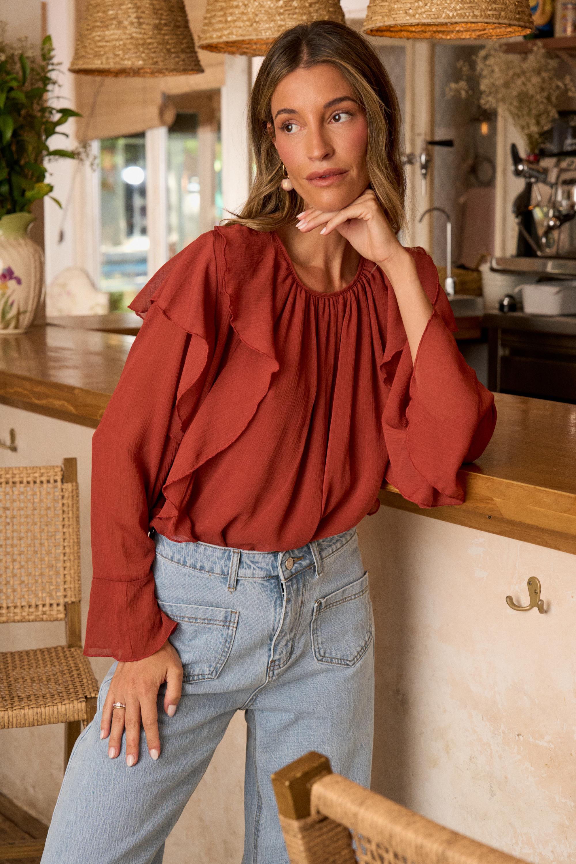 Blusa com folhos Inaya