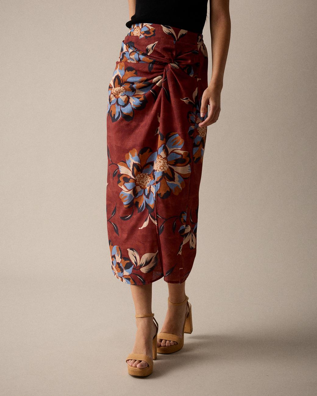 Saia Midi Estampada Zelia