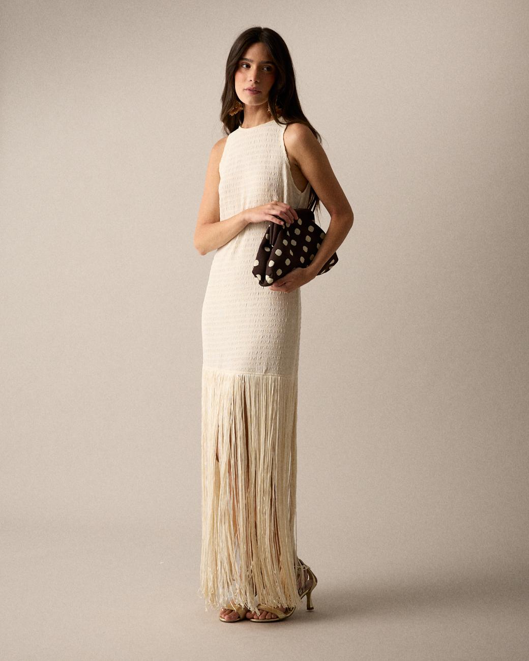 Vestido Longo Franjas Lira
