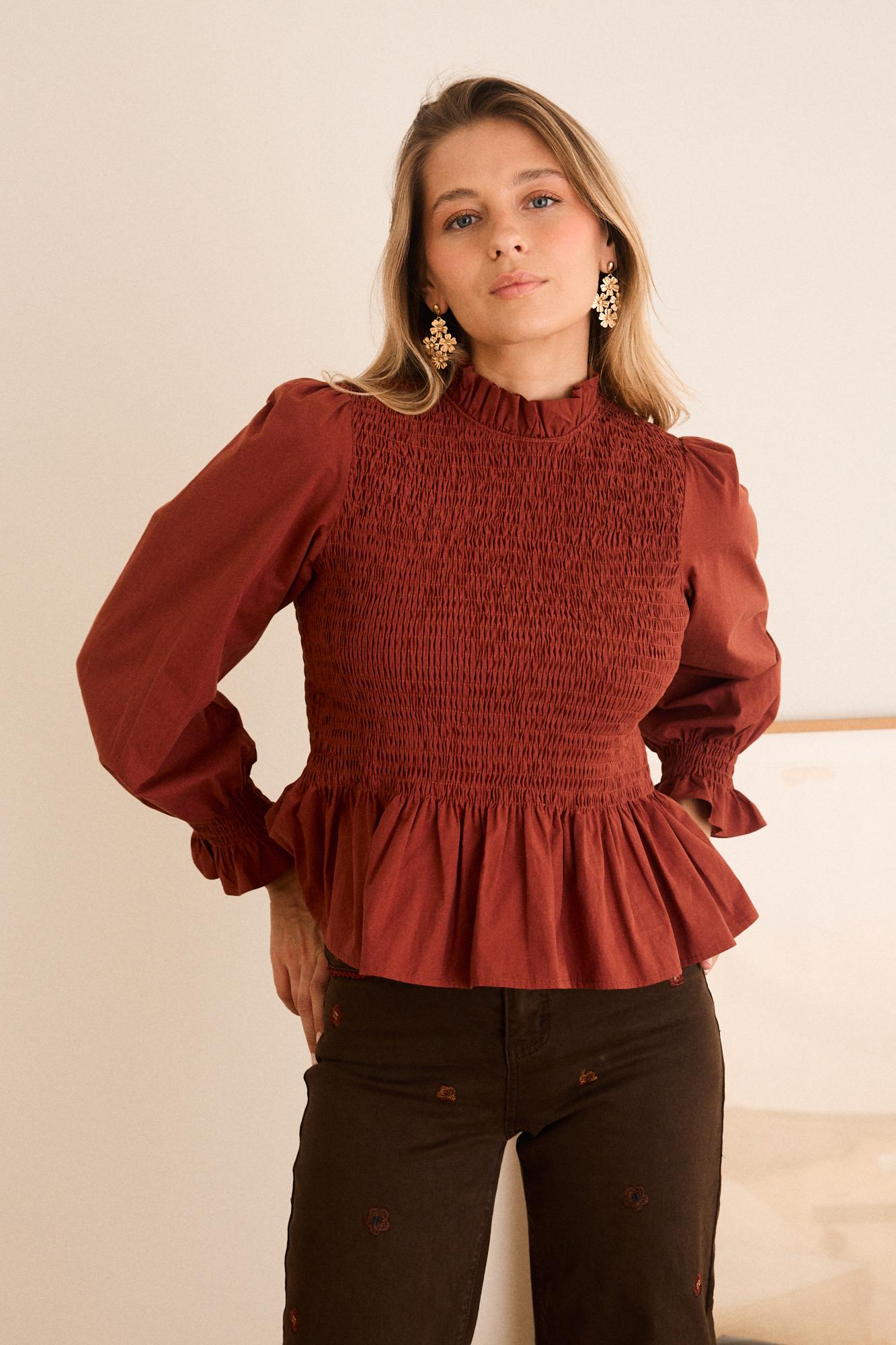 Blusa com padrão de favo de mel Rufina
