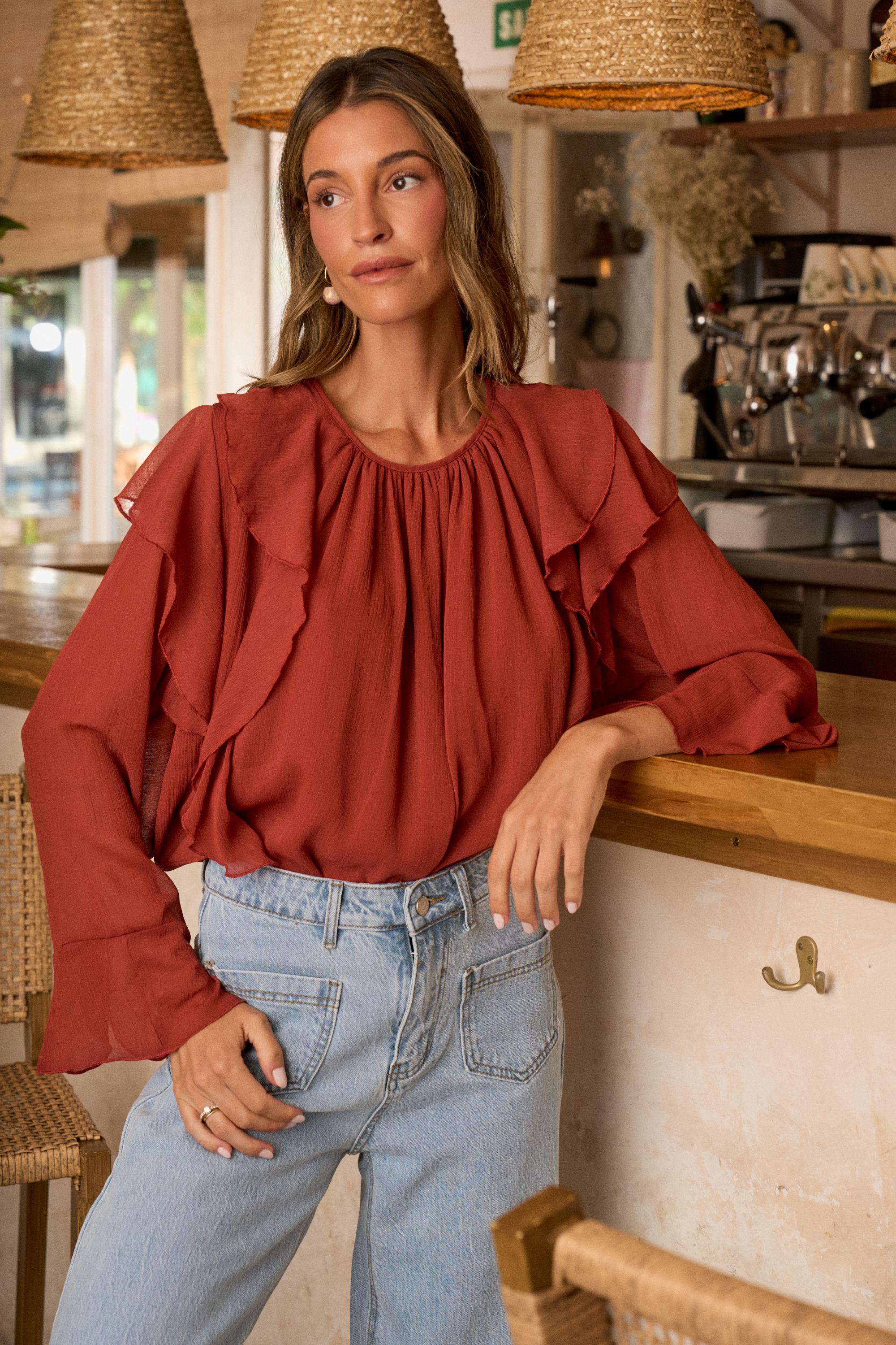 Blusa com folhos Inaya