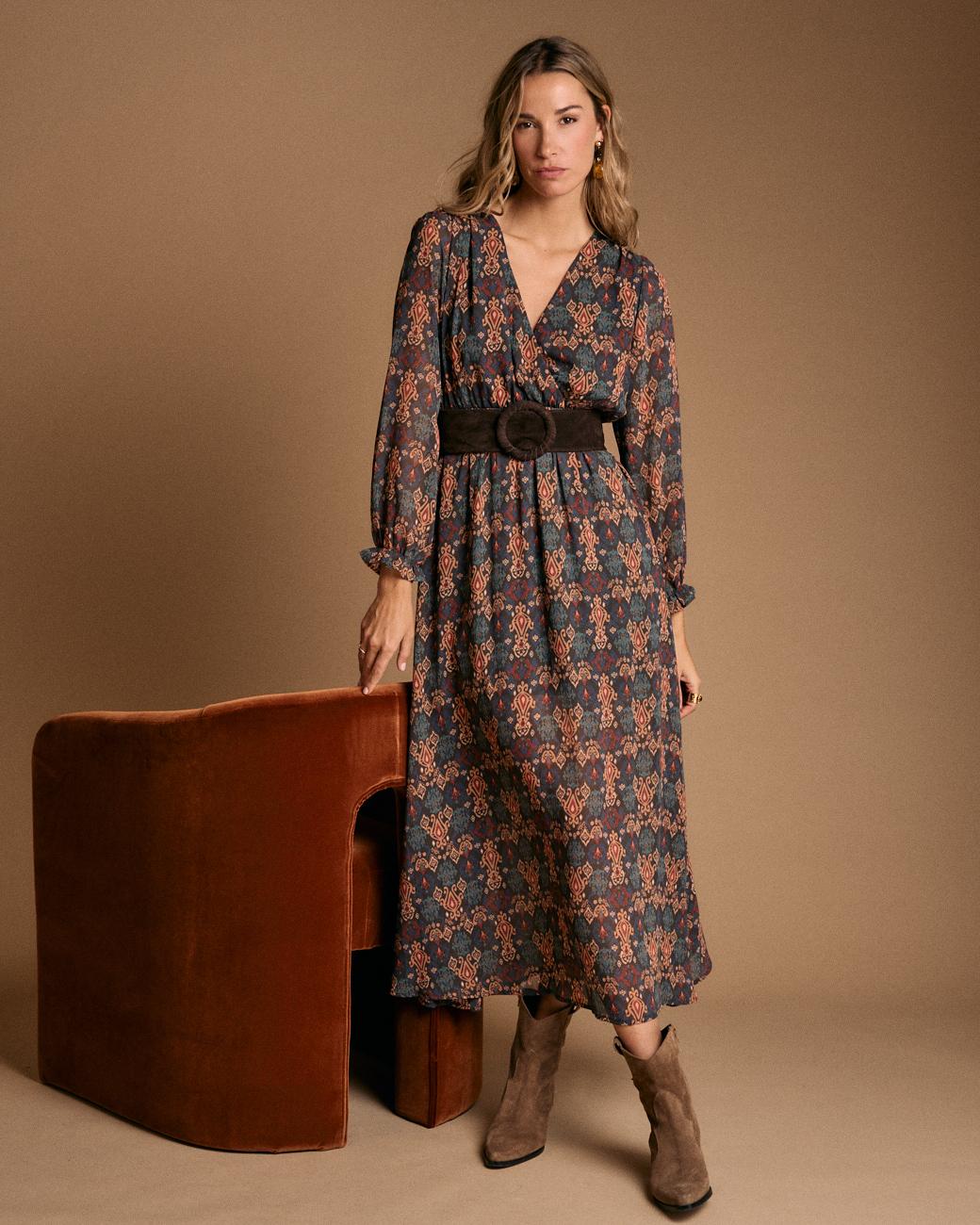 Vestido Longo Estampado Esmeralda