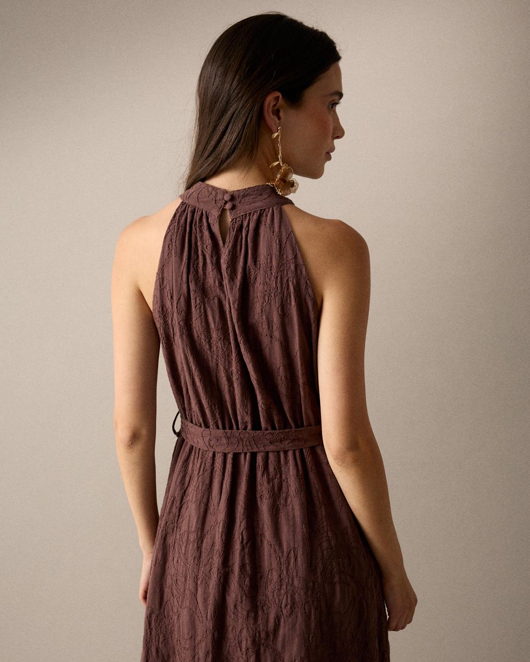 Vestido Bordado Gola Halter
