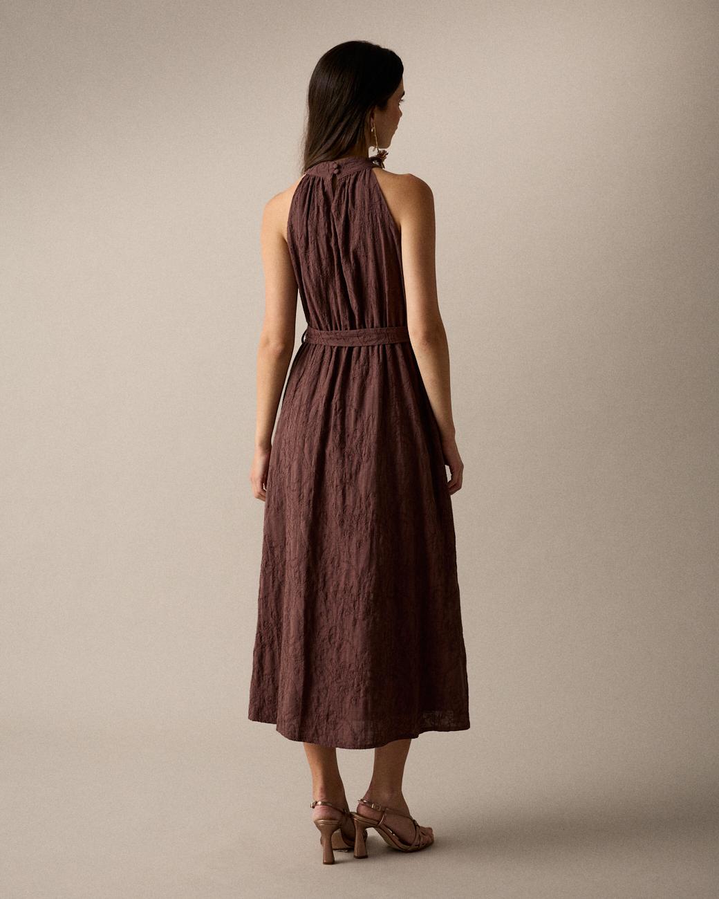 Vestido Bordado Gola Halter