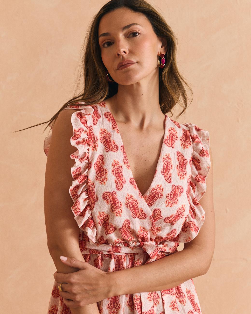 Vestido com Motivos Coral