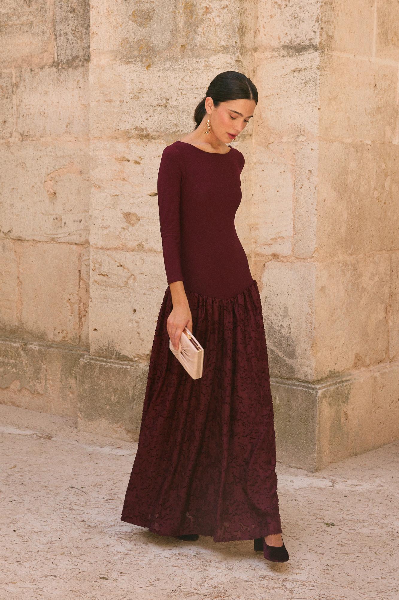 Vestido Convidada Grana