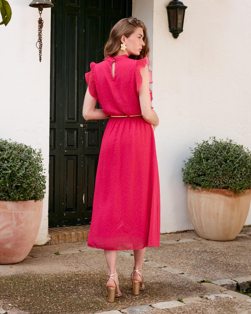 Vestido com Folhos Zelia