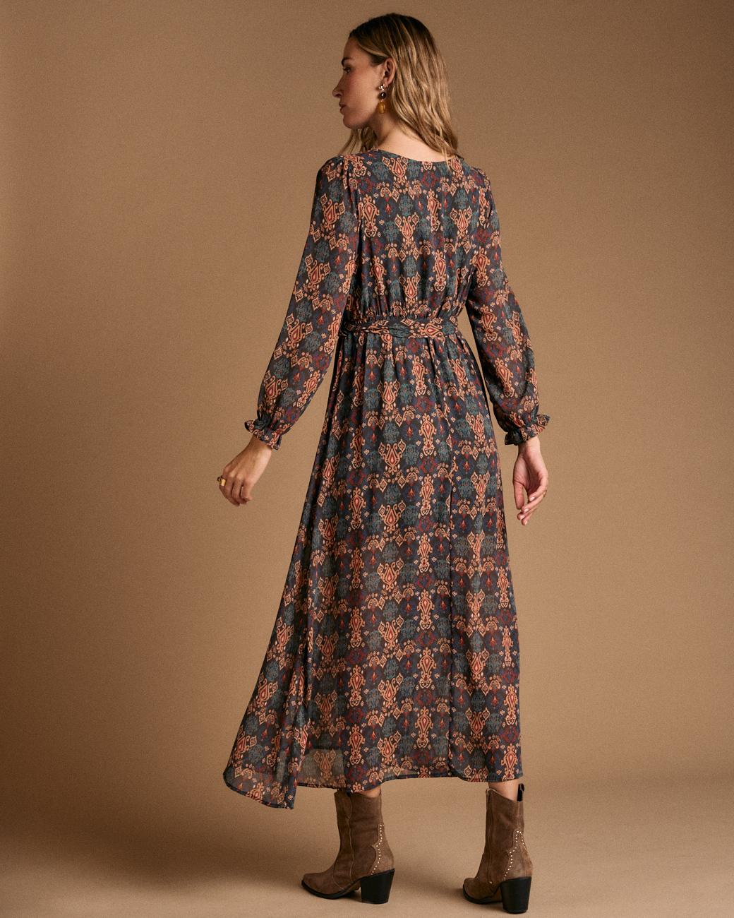 Vestido Longo Estampado Esmeralda