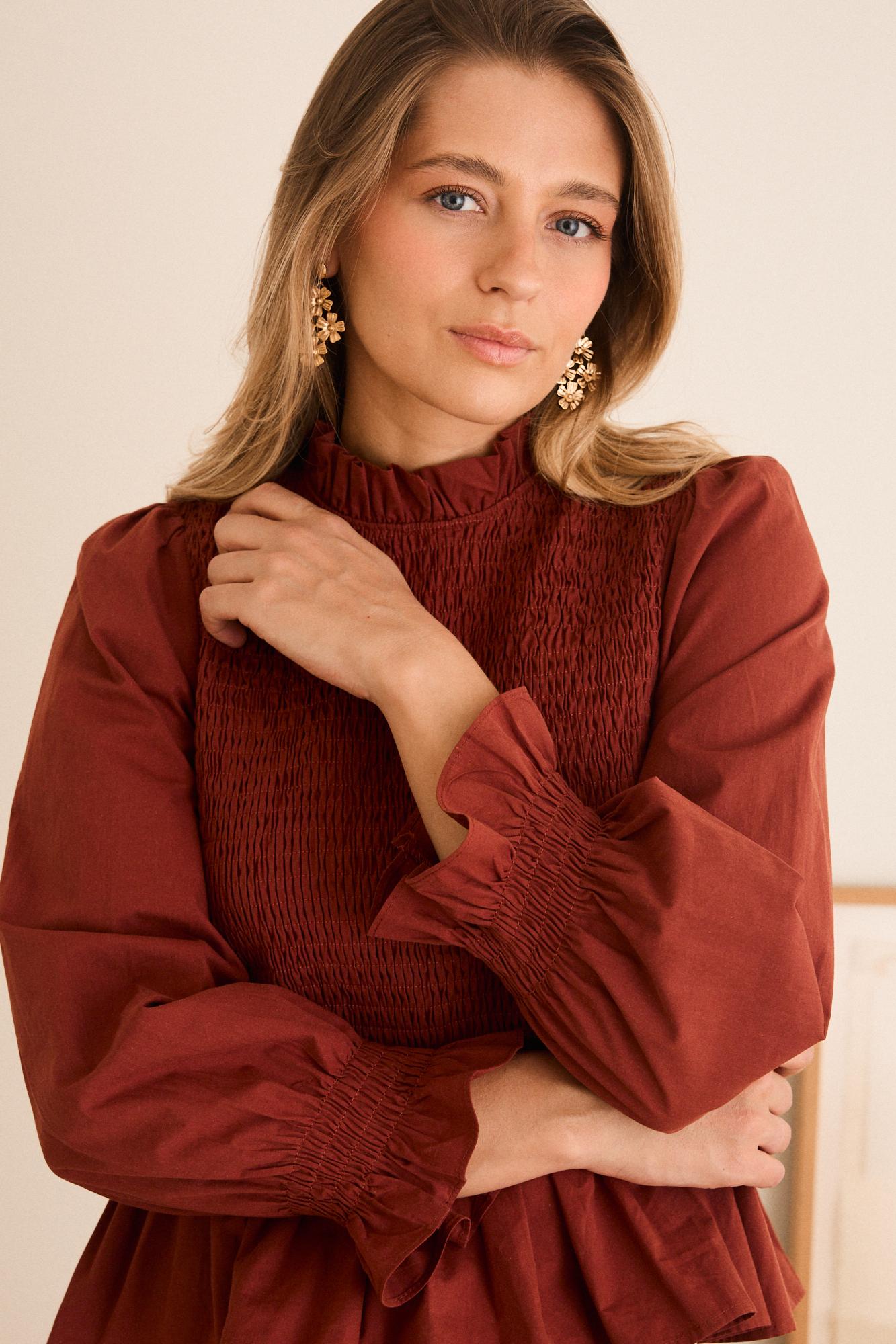 Blusa com padrão de favo de mel Rufina