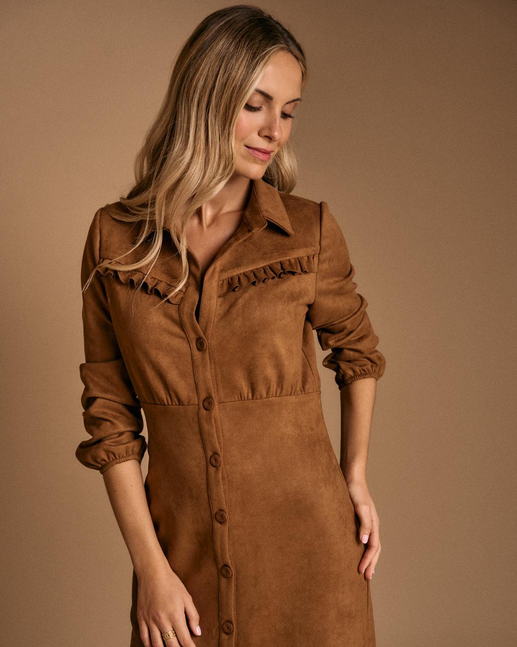 Vestido com Folhos Caroli