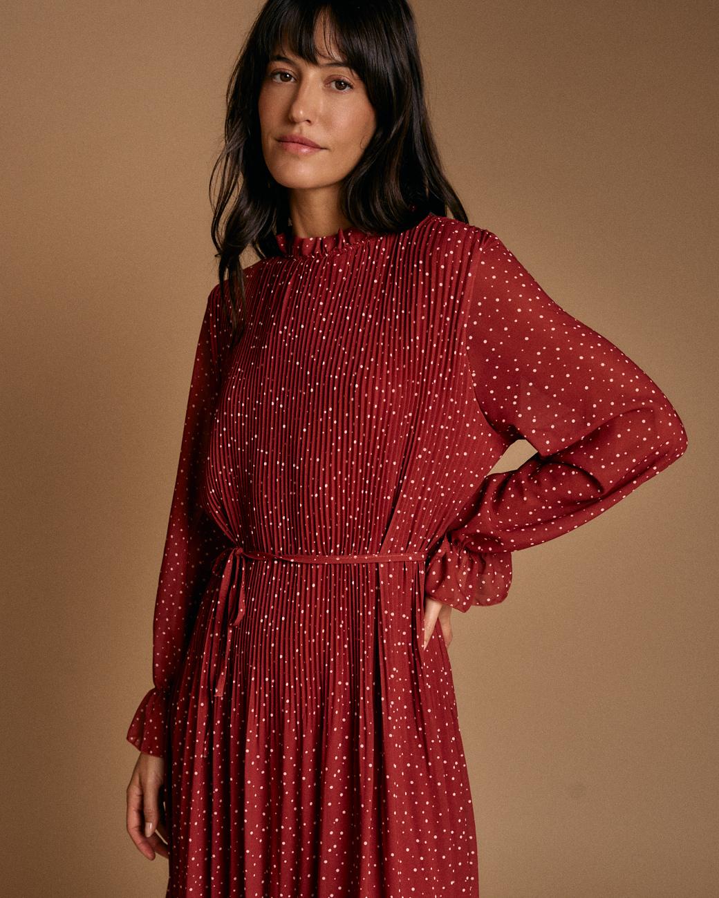 Vestido de Bolinhas Granate