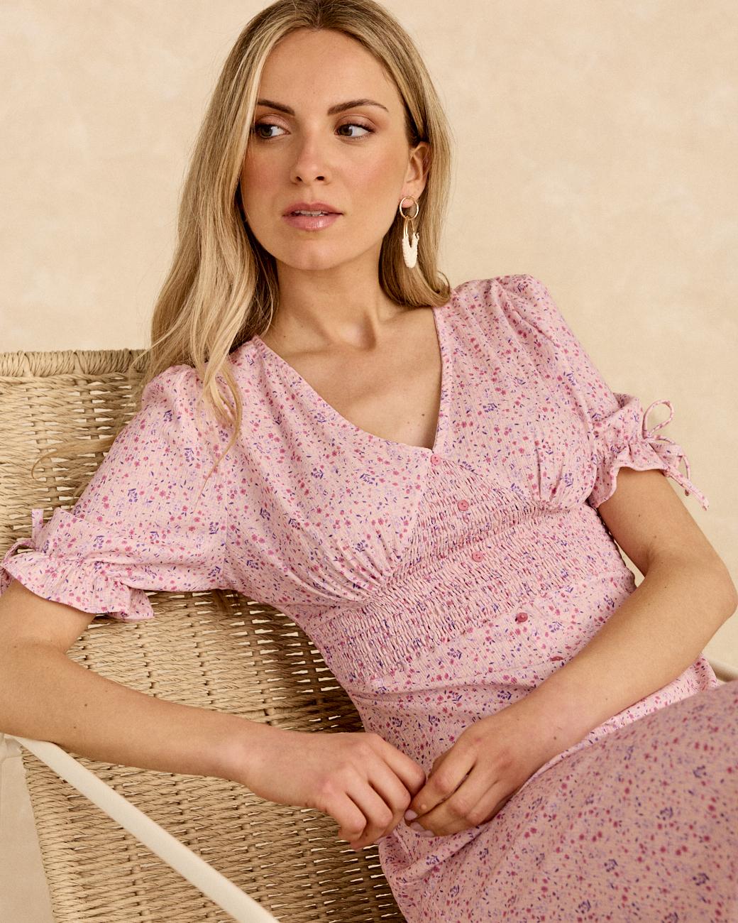 Vestido Longo Estampado Rose