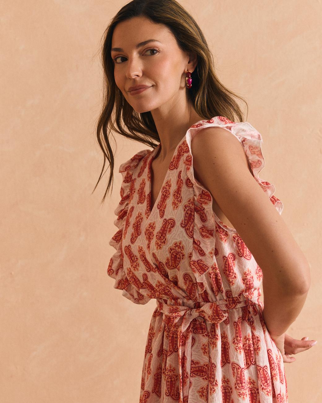 Vestido com Motivos Coral