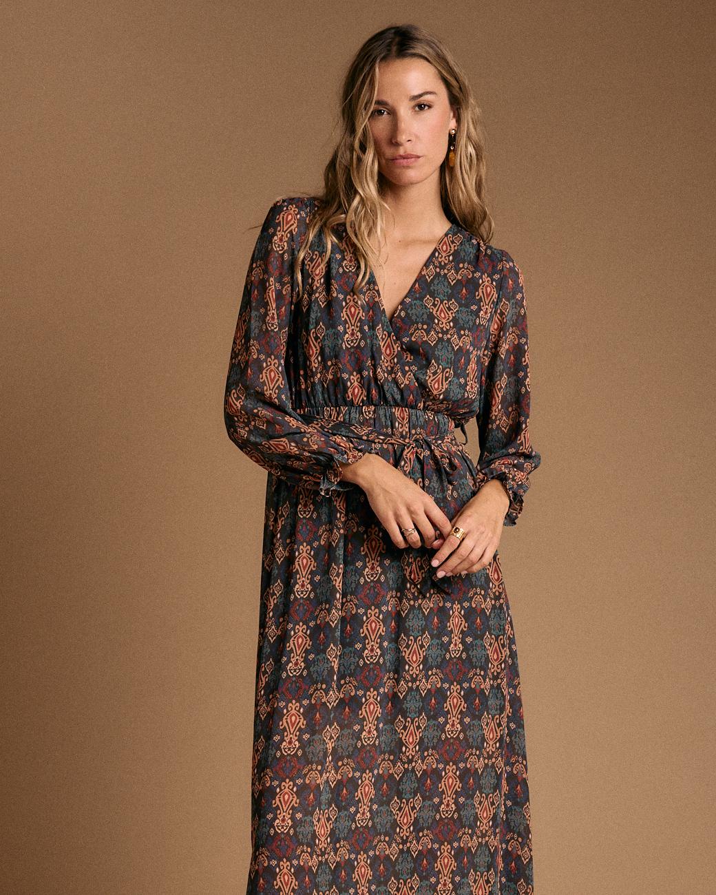 Vestido Longo Estampado Esmeralda