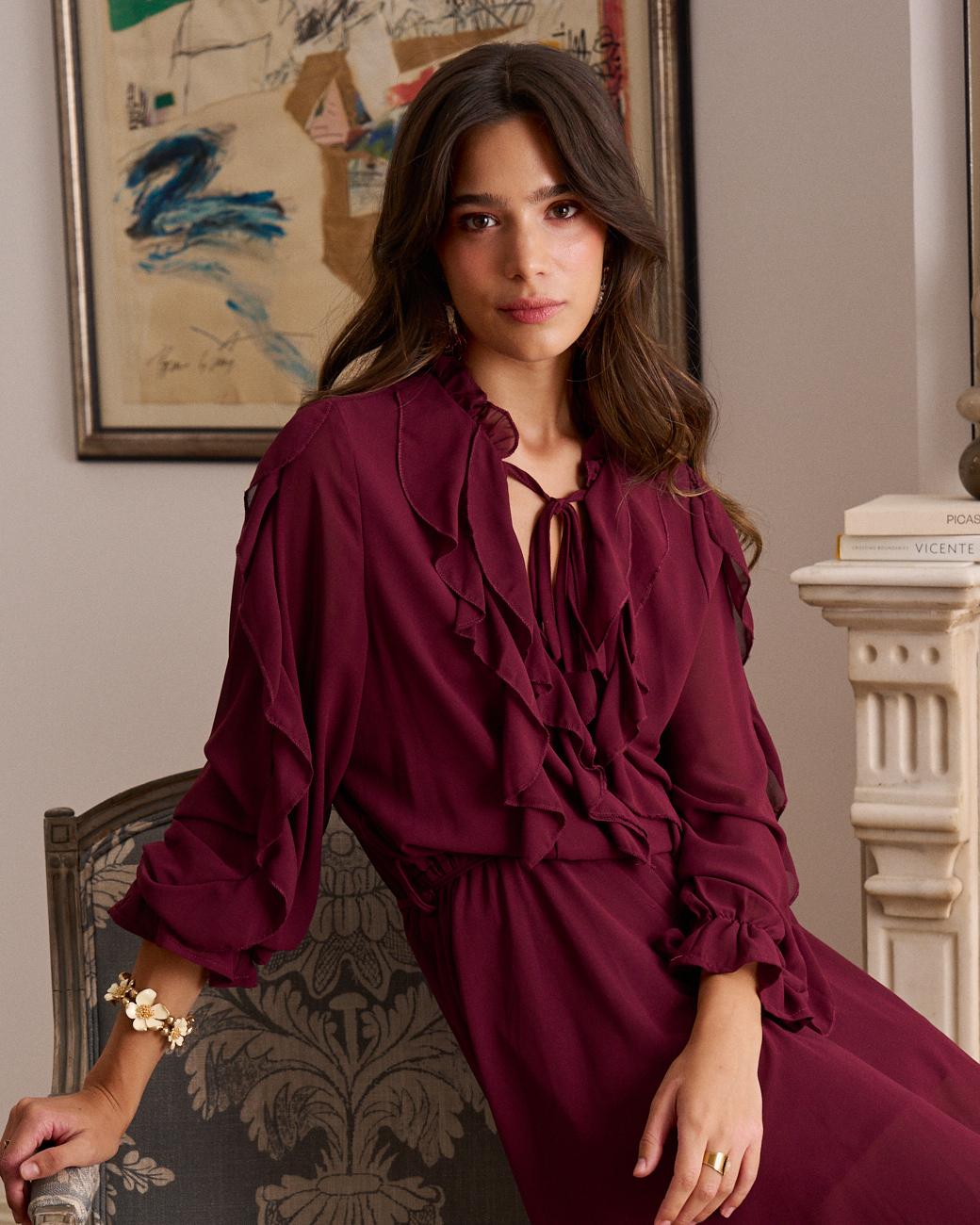 Vestido com Folhos Vivi