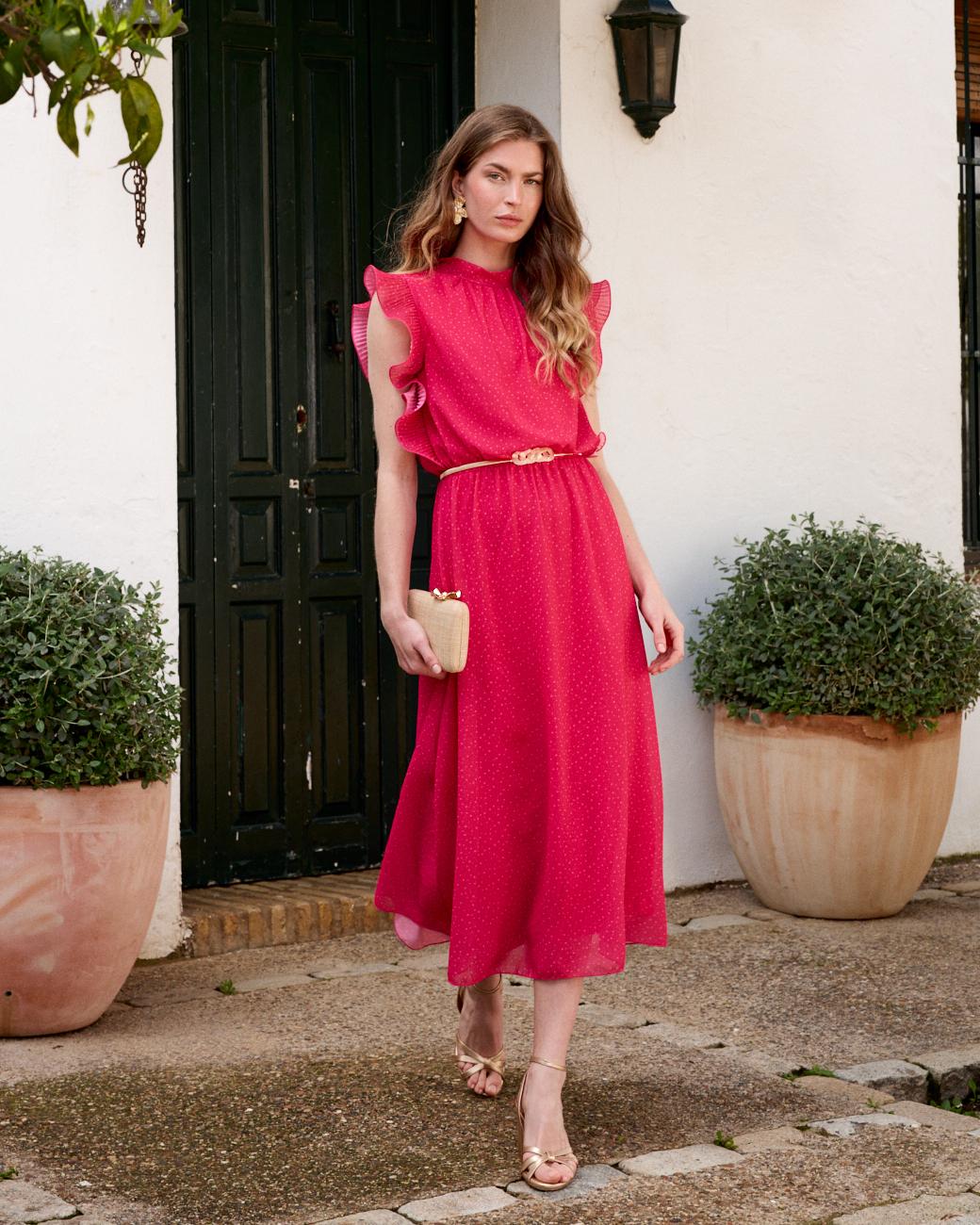 Vestido com Folhos Zelia