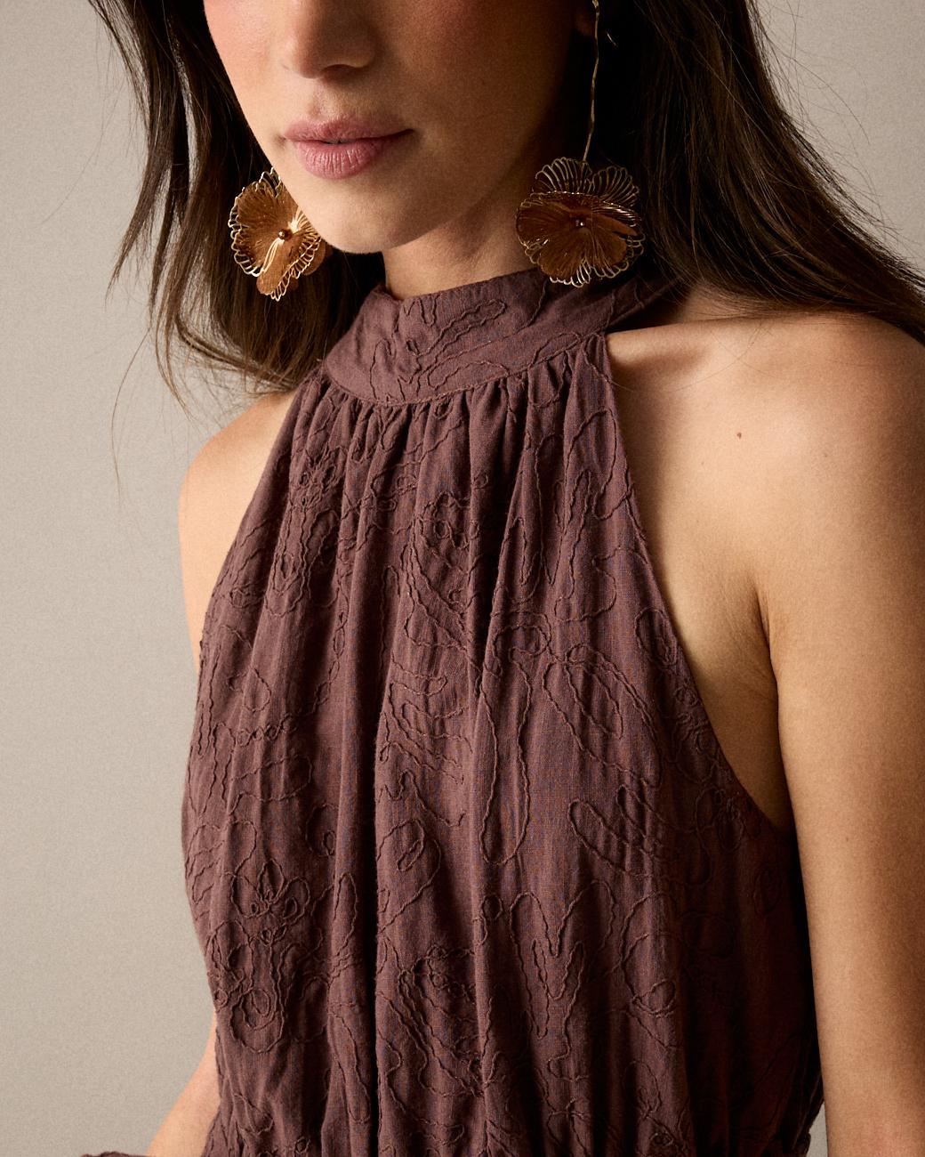 Vestido Bordado Gola Halter