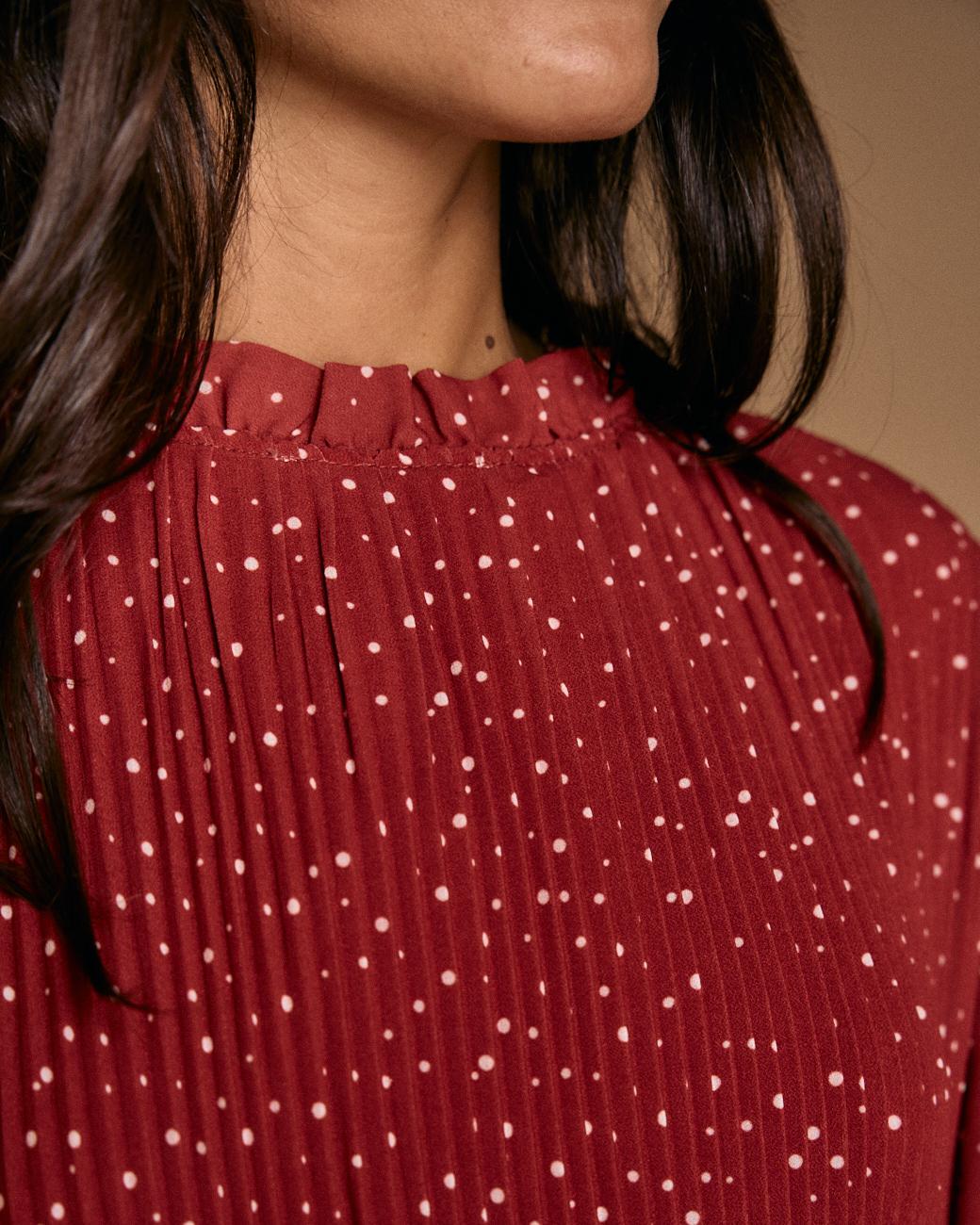 Vestido de Bolinhas Granate