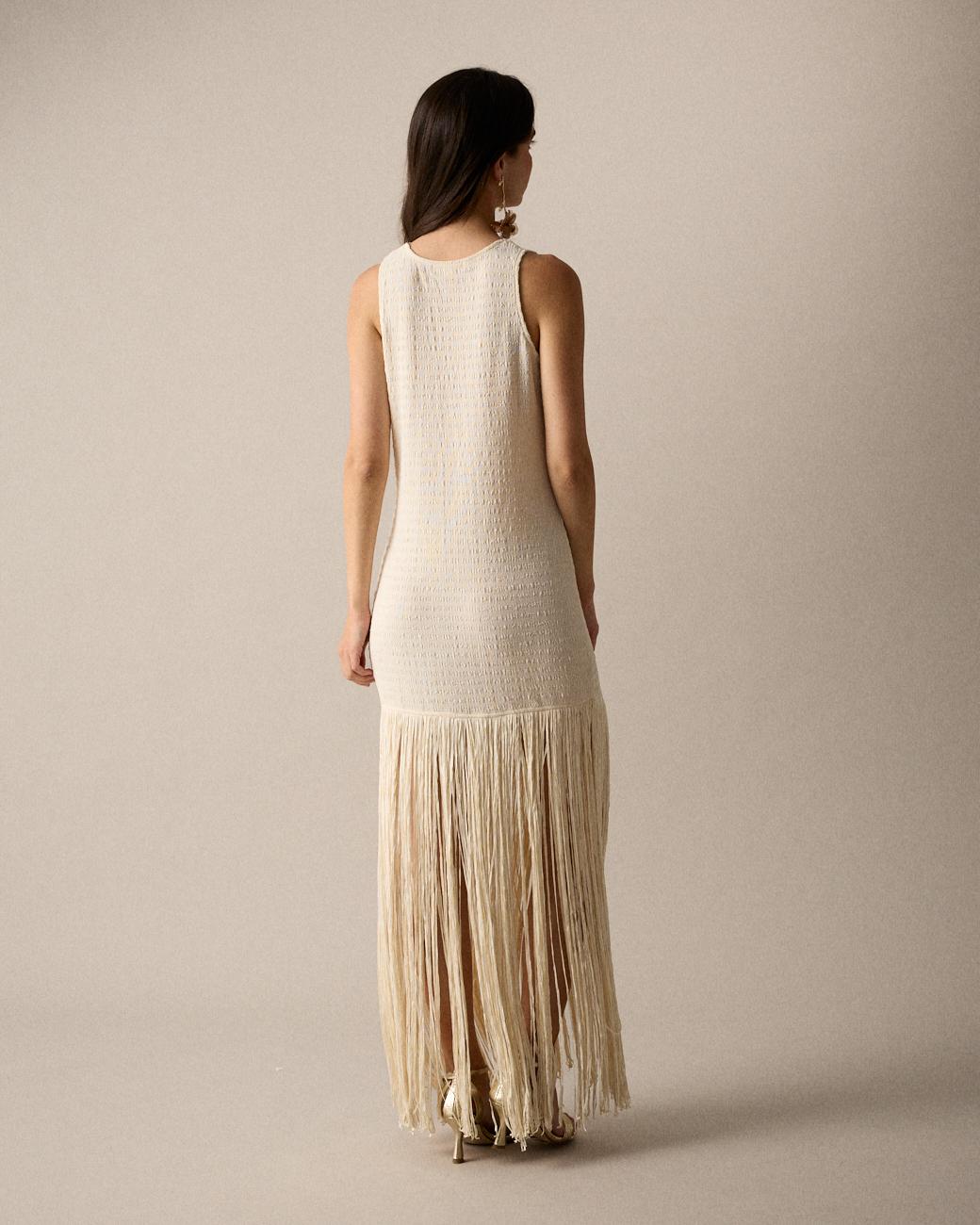 Vestido Longo Franjas Lira