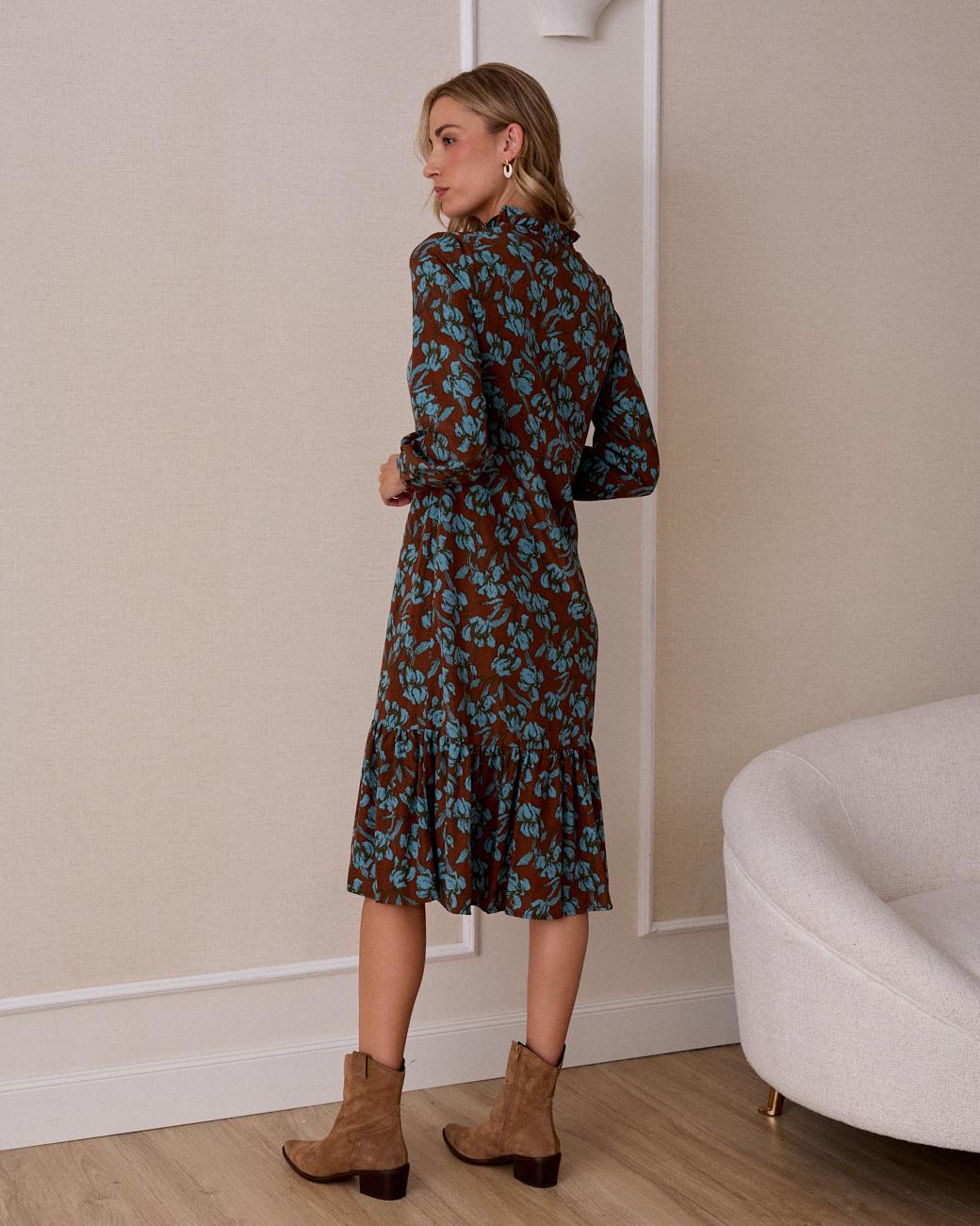 Vestido com Folhos Zulea