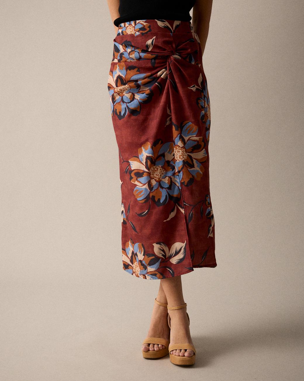 Saia Midi Estampada Zelia