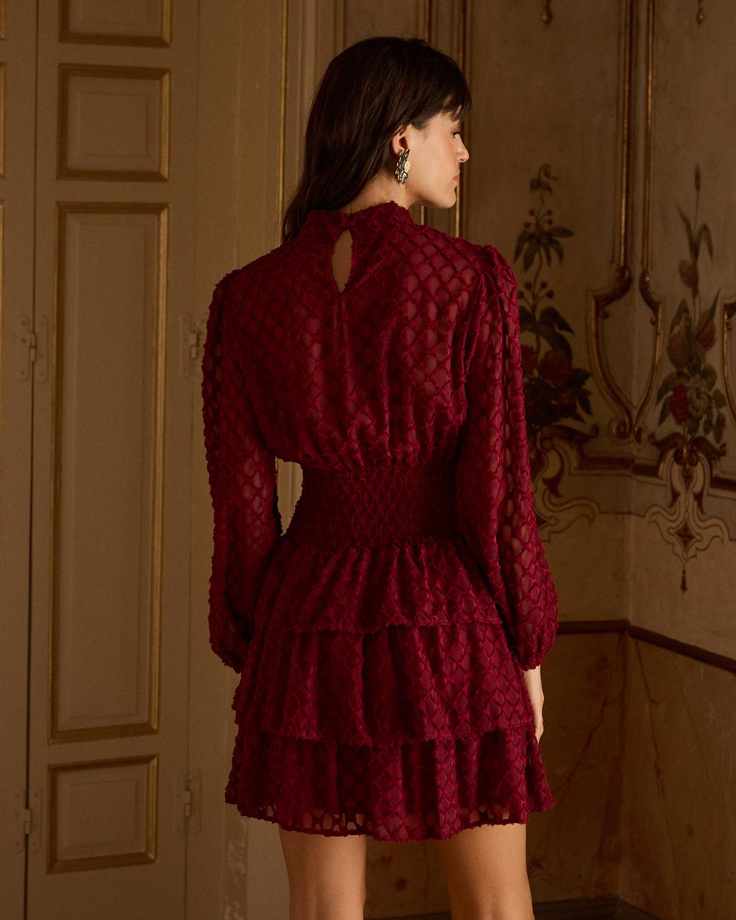 Vestido Curto com Folhos Livia