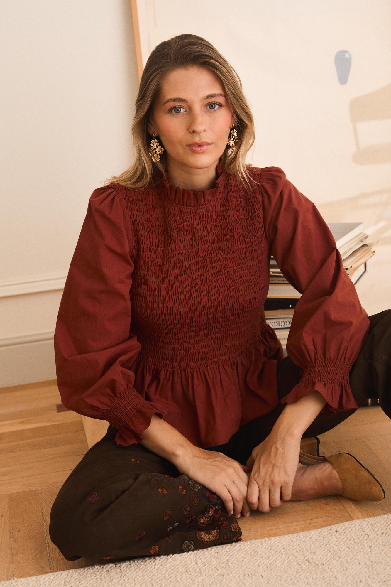 Blusa com padrão de favo de mel Rufina