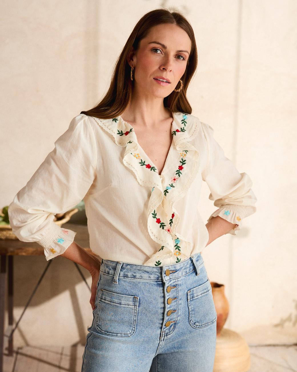 Camisa com folhos Liliana