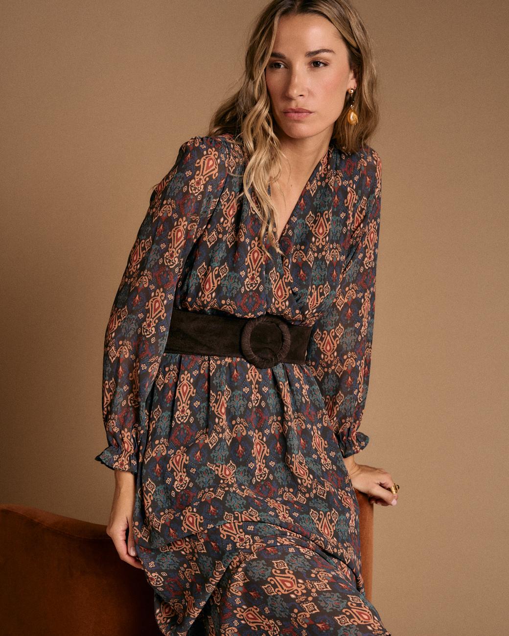 Vestido Longo Estampado Esmeralda
