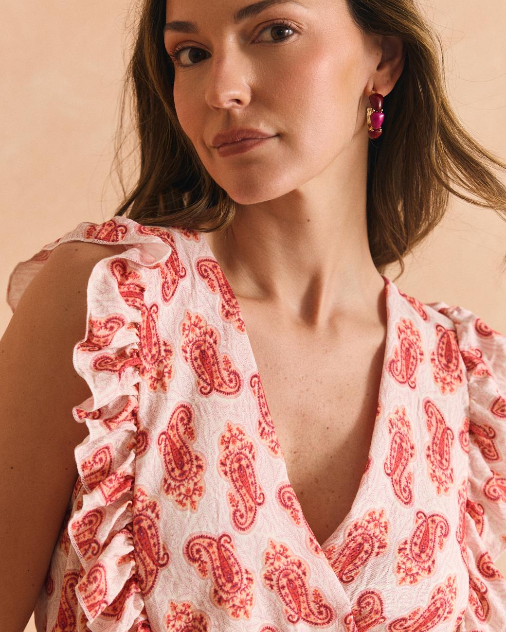 Vestido com Motivos Coral