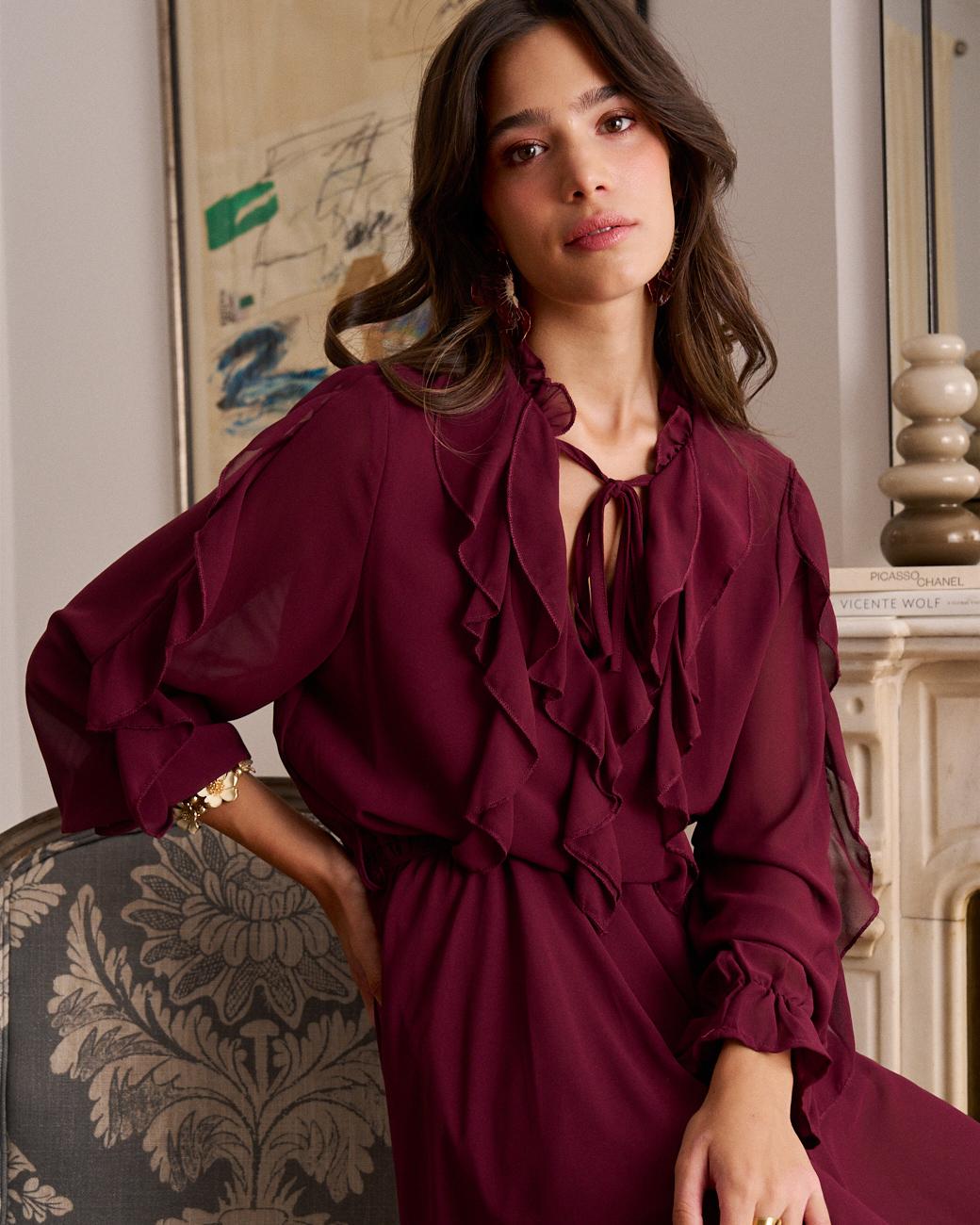 Vestido com Folhos Vivi