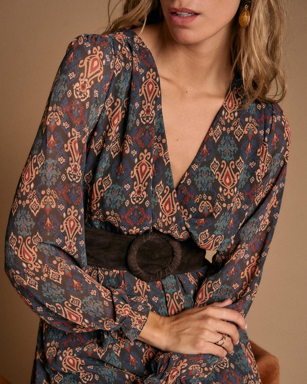 Vestido Longo Estampado Esmeralda