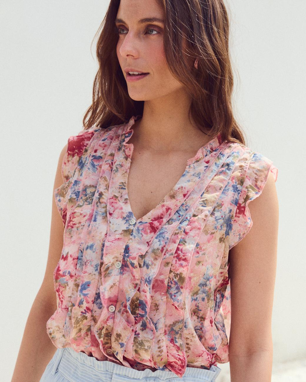 Camisa com flores Olga