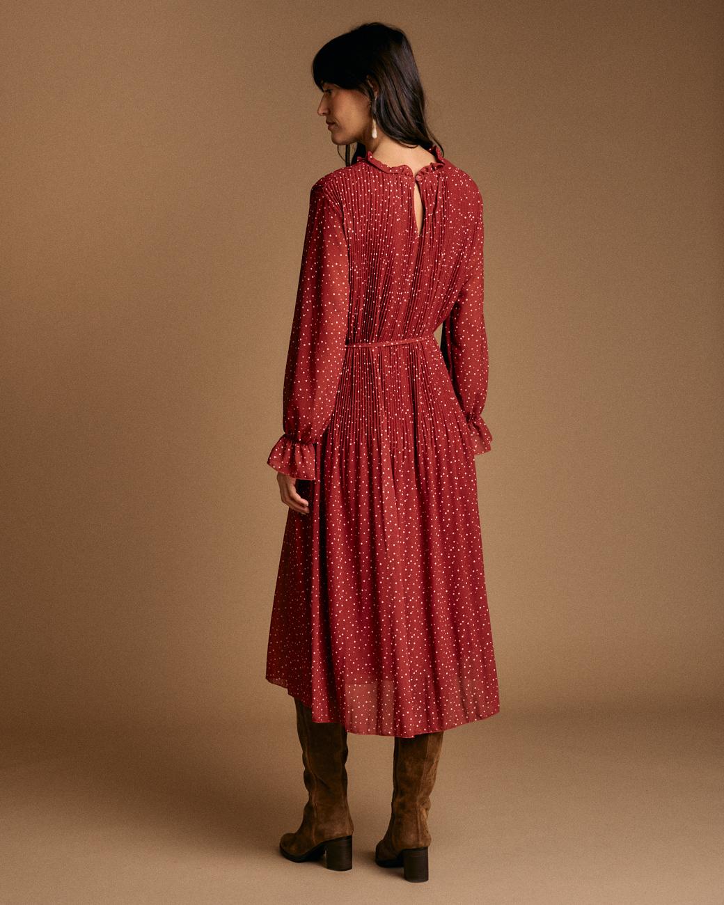 Vestido de Bolinhas Granate